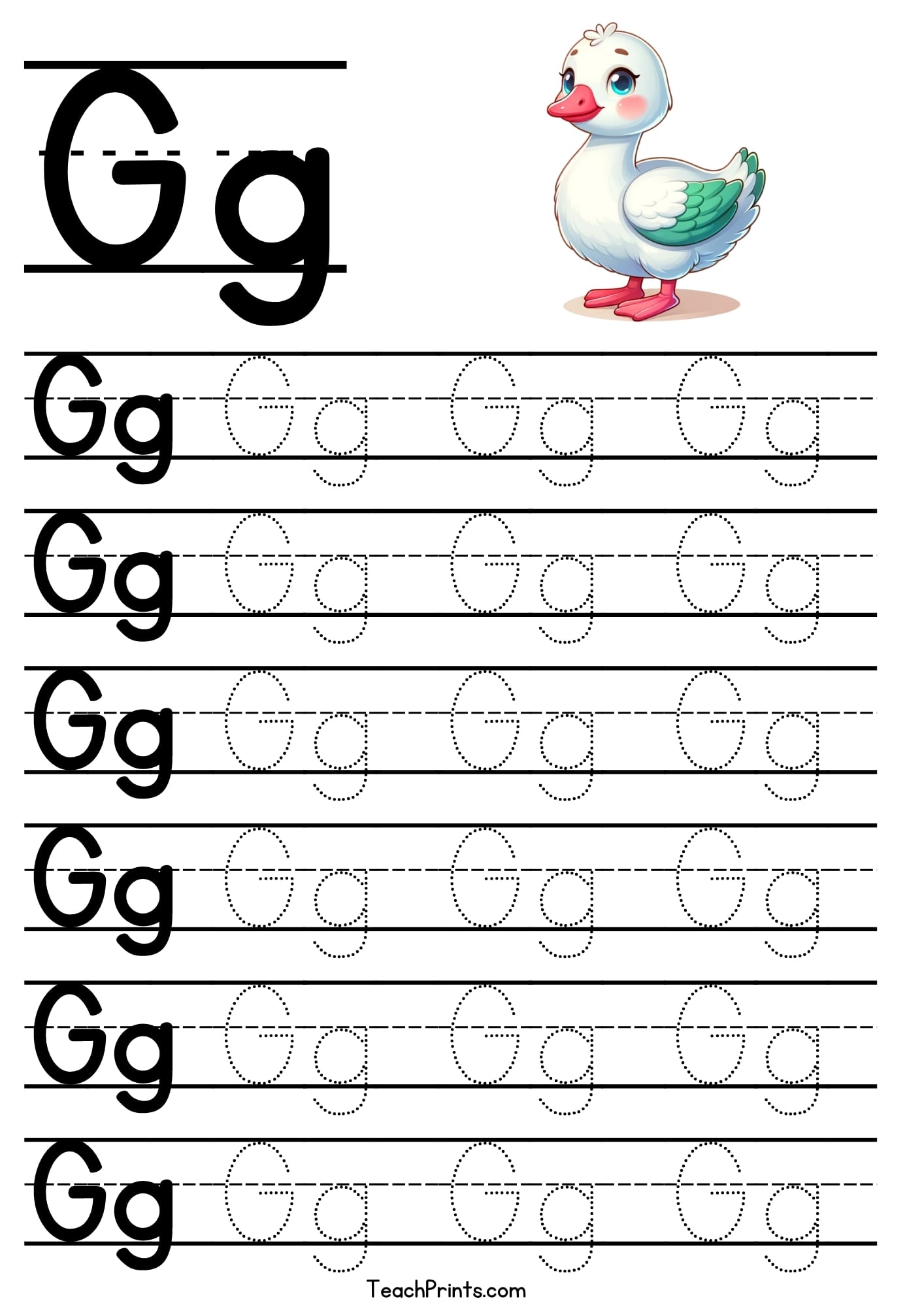 Lowercase G Tracing Worksheet