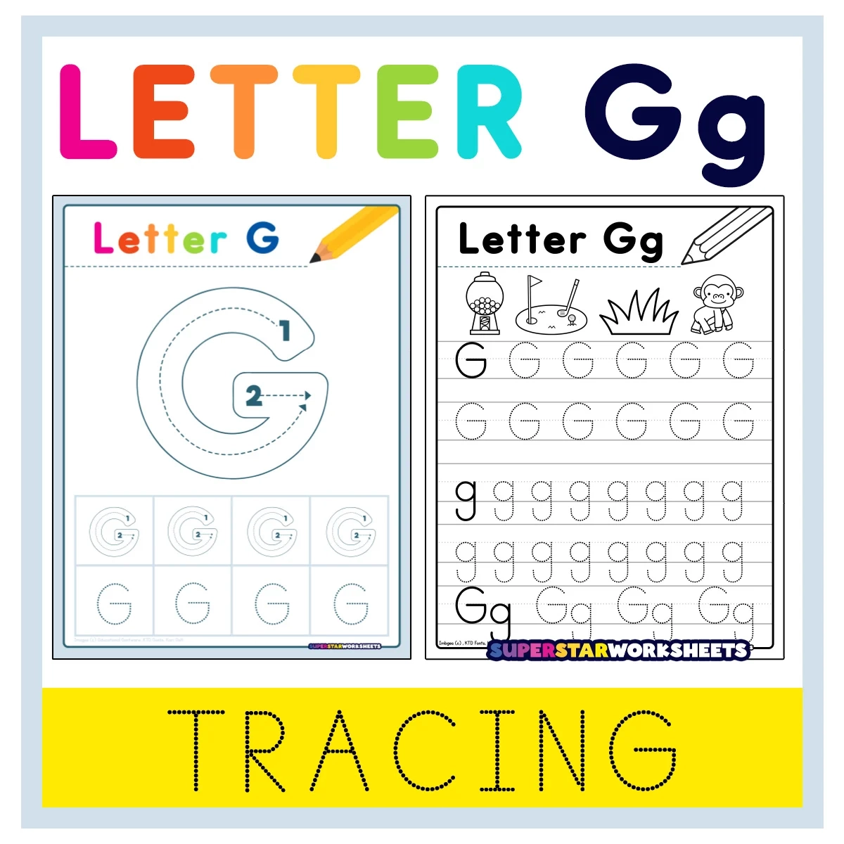 Letter G Tracing Worksheets Superstar Worksheets