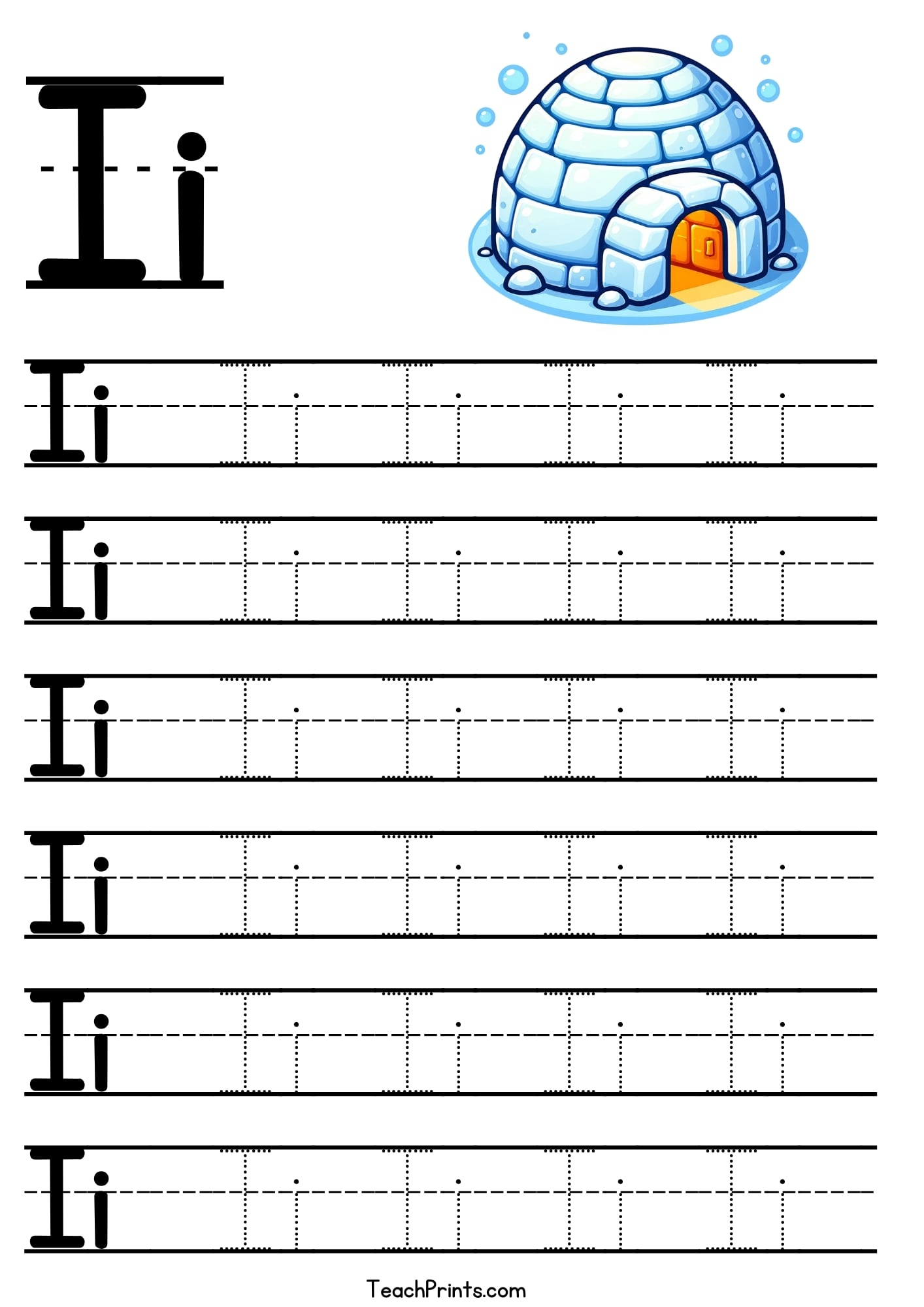 Letter I Tracing Worksheet Free Printables Teach Prints Letter I Tracing Worksheet Free Printables Teach Prints