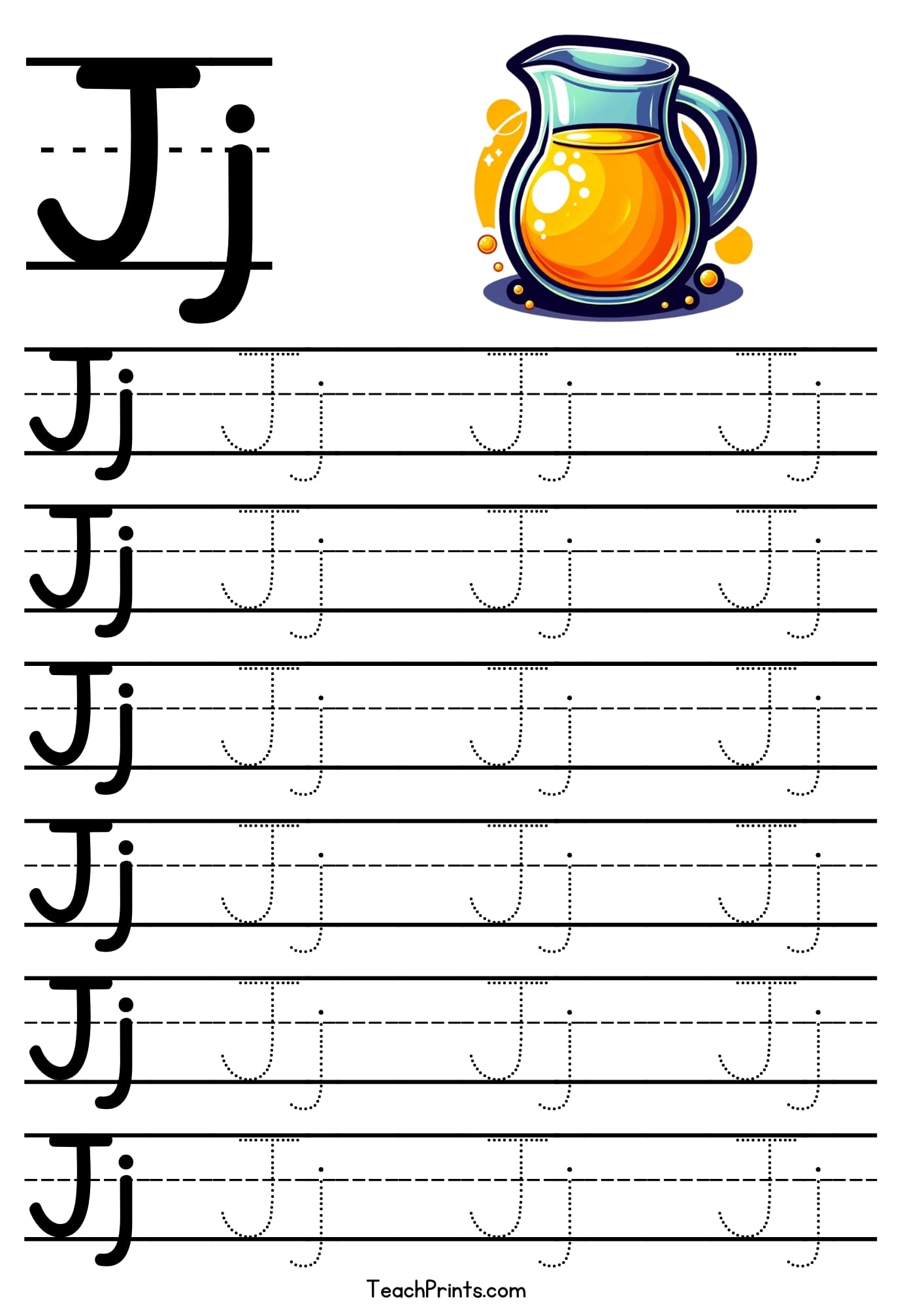 J Tracing Worksheet