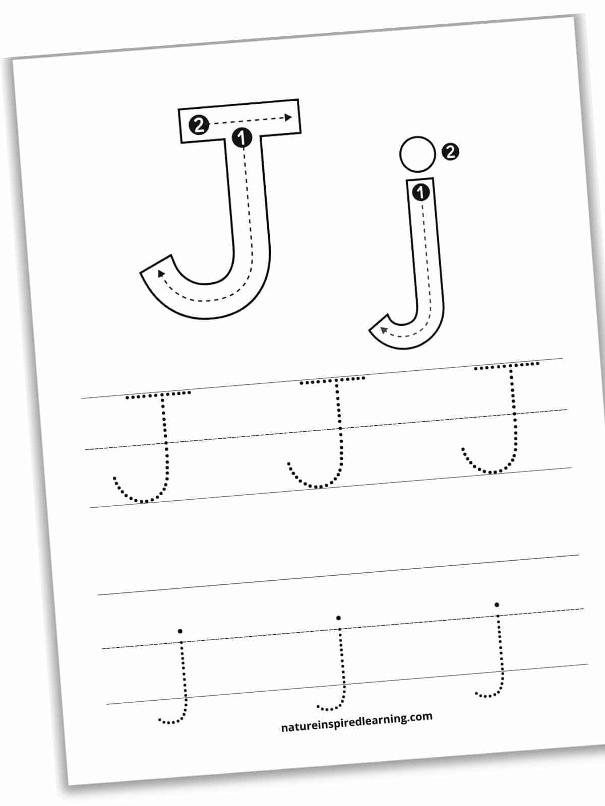 Tracing Letter J Worksheets