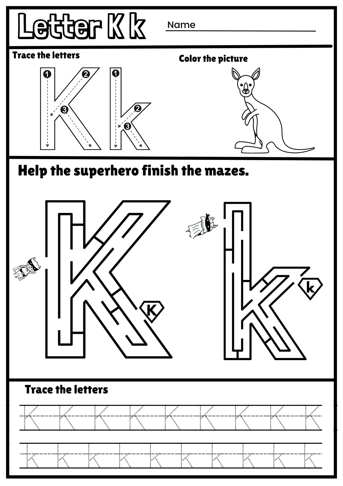 Alphabet Tracing Letter K