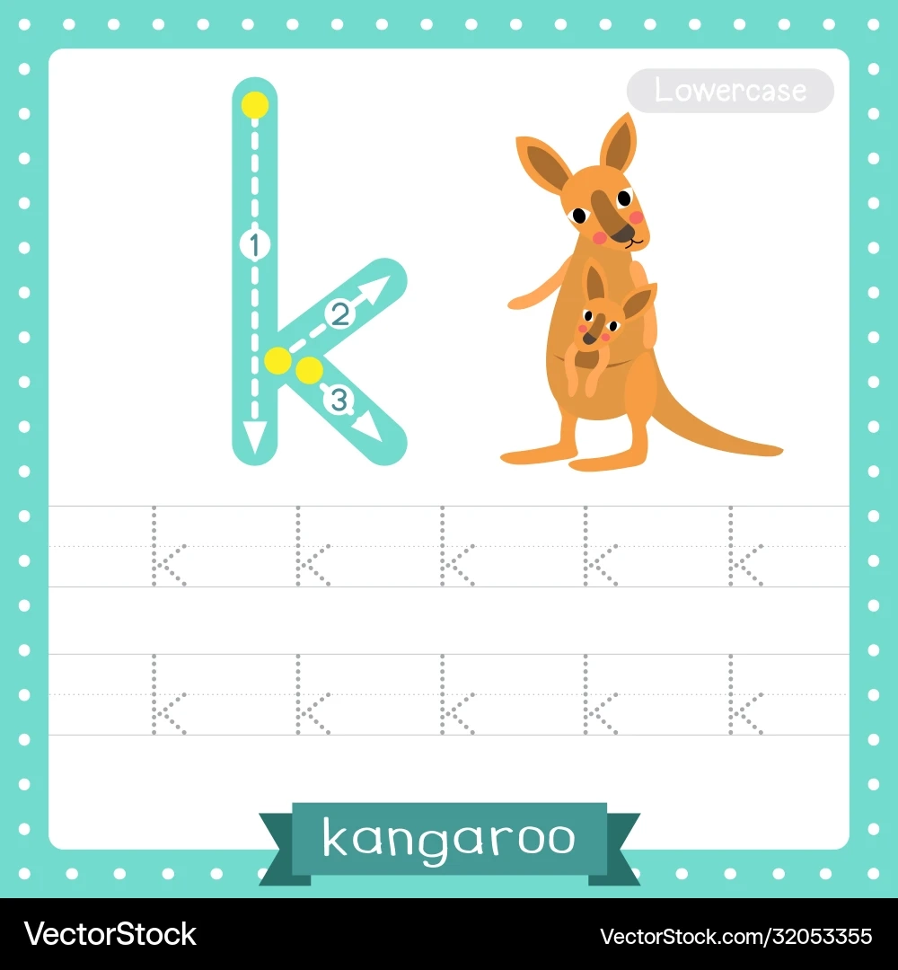 Letter K Lowercase Tracing Practice Worksheet Royalty Free 