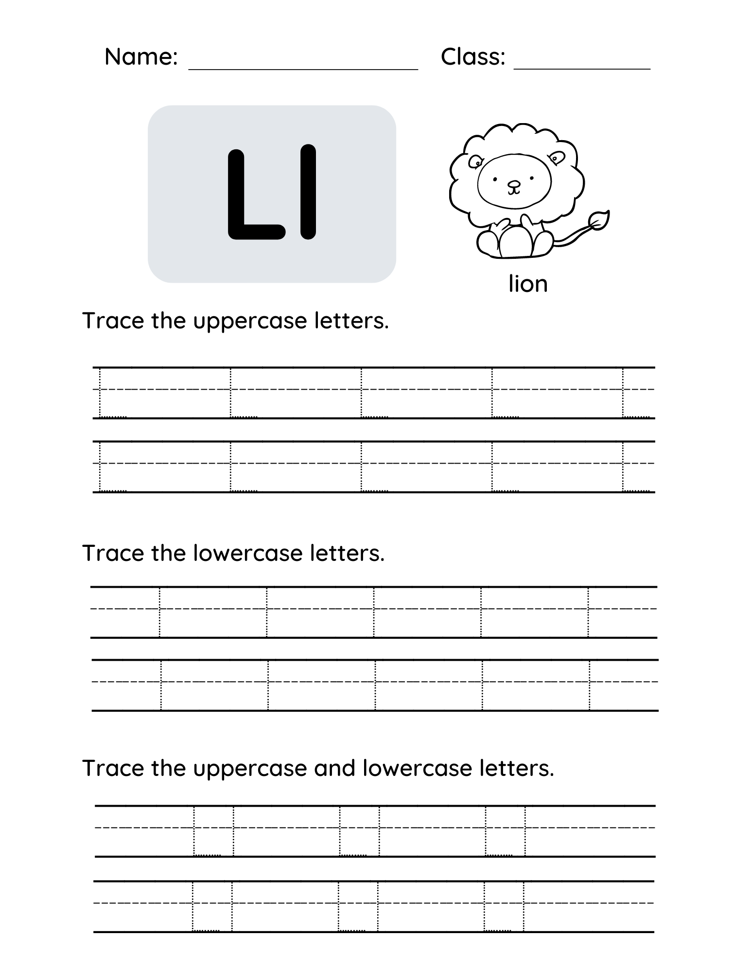 Letter L Tracing Worksheets Pdf