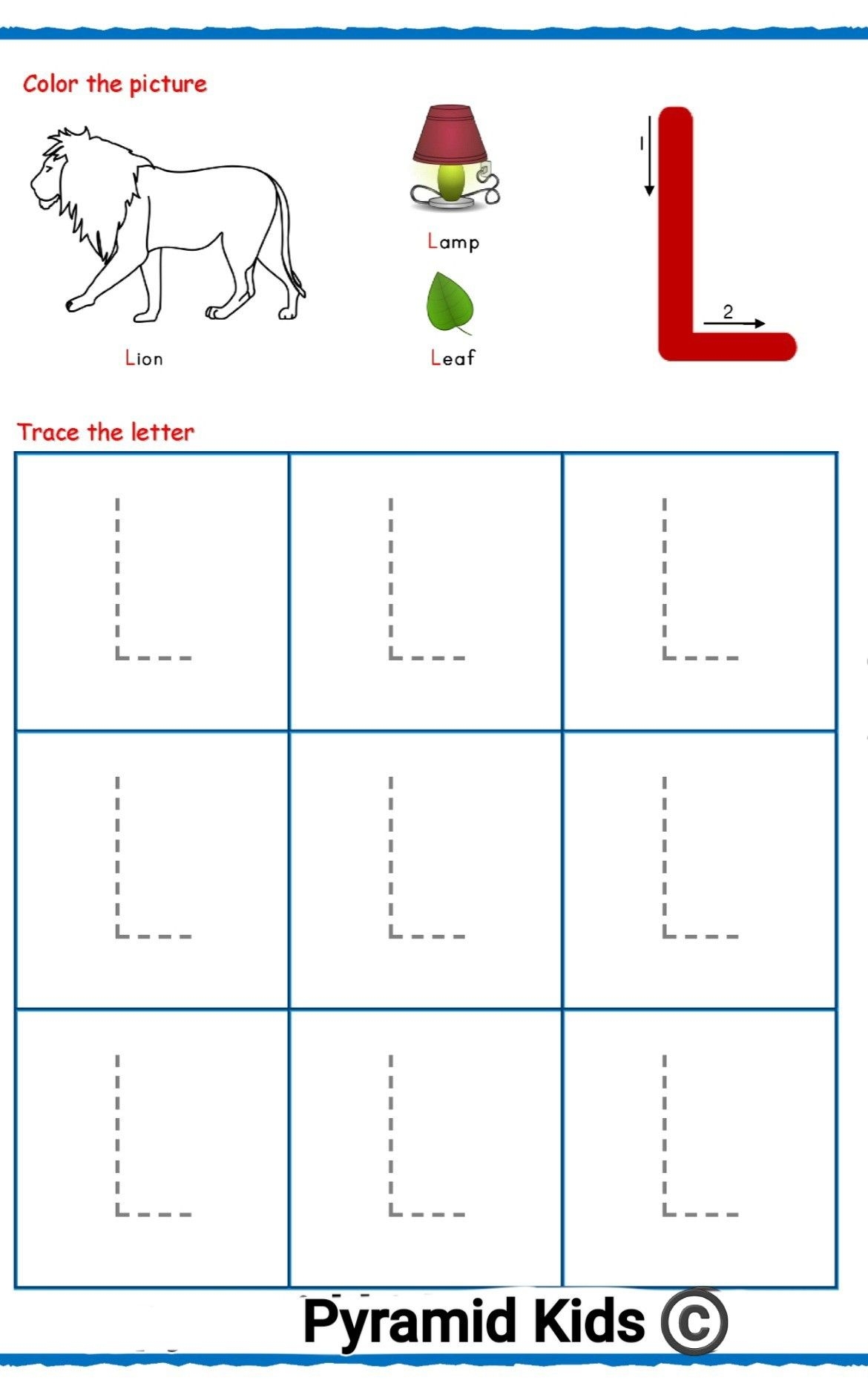 Letter L Worksheet For Children