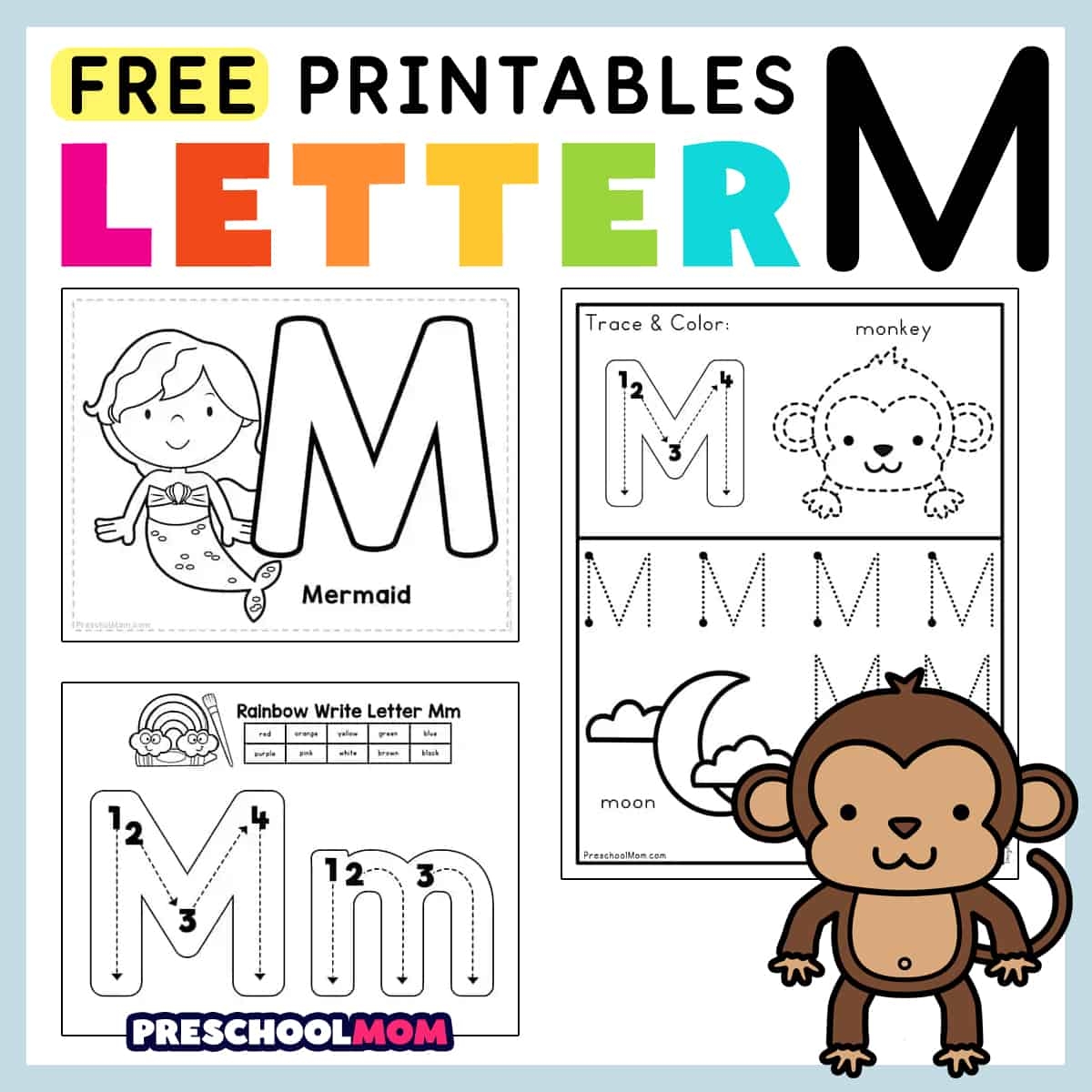 Letter M Tracing Worksheets For Preschool