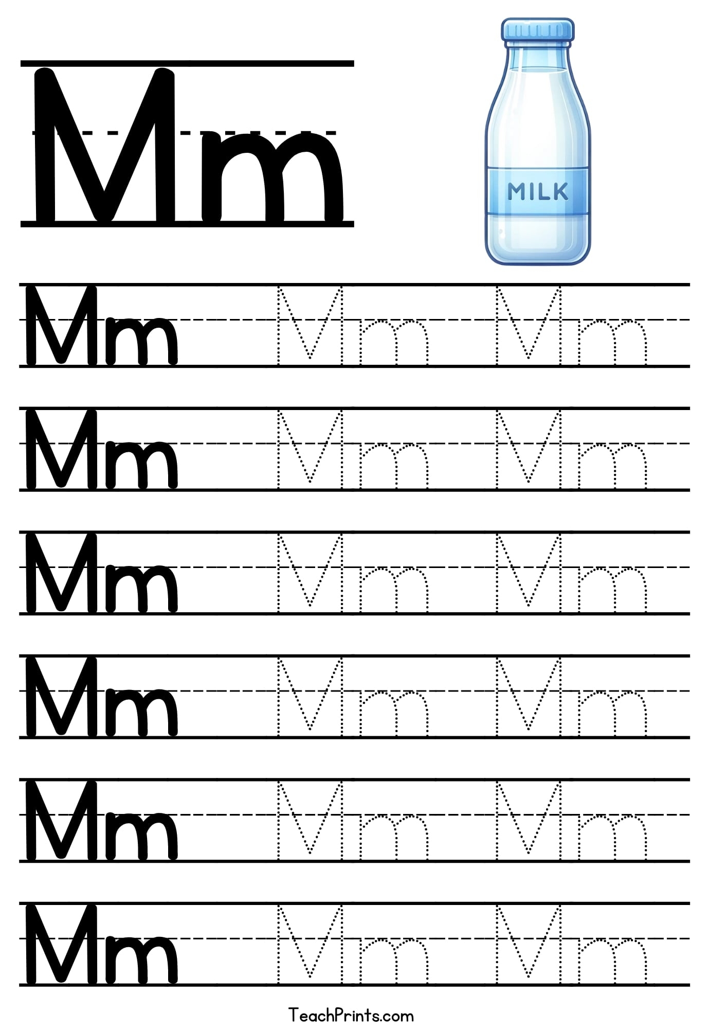 Letter M Tracing Worksheet Free Printables Teach Prints Letter M Tracing Worksheet Free Printables Teach Prints