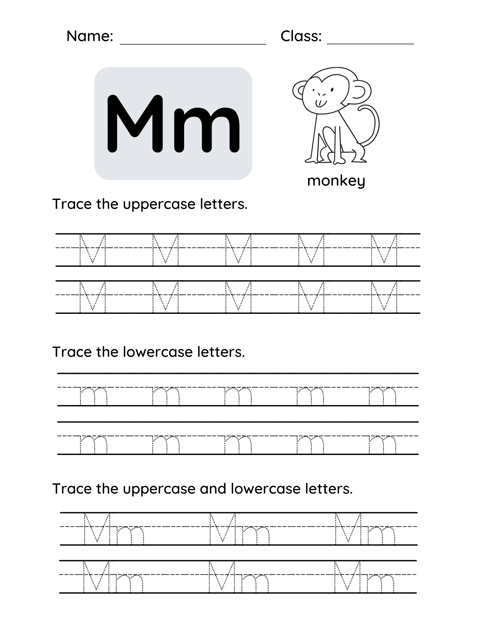 Letter M Tracing Worksheets Pdf