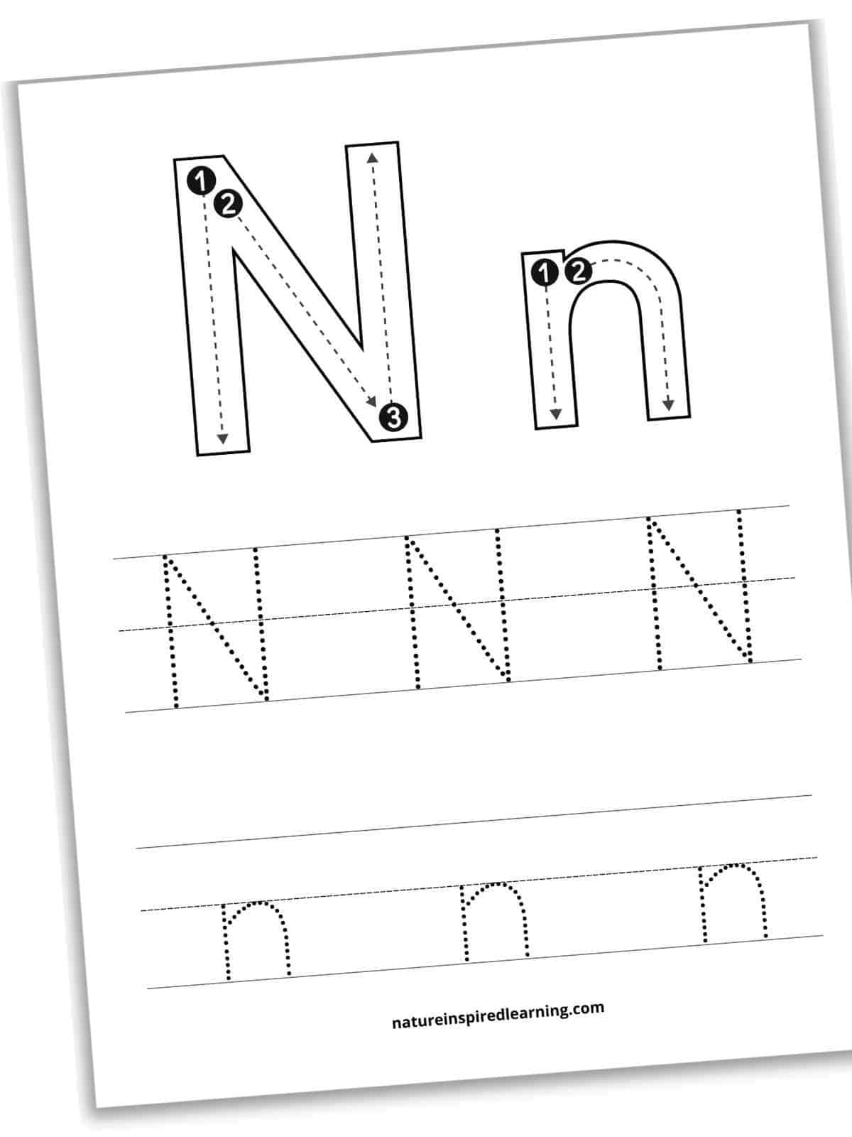 Letter N Tracing Worksheets Nature Inspired Learning Letter N Tracing Worksheets Nature Inspired Learning