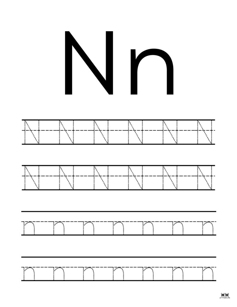 Tracing Letter N Worksheets For Kindergarten