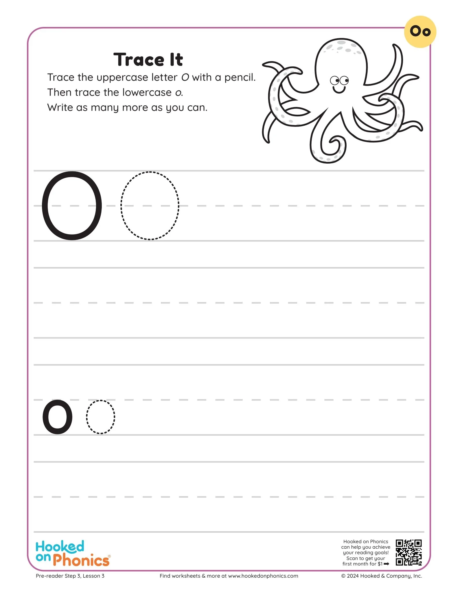 Letter O Trace It Worksheet Hooked On Phonics