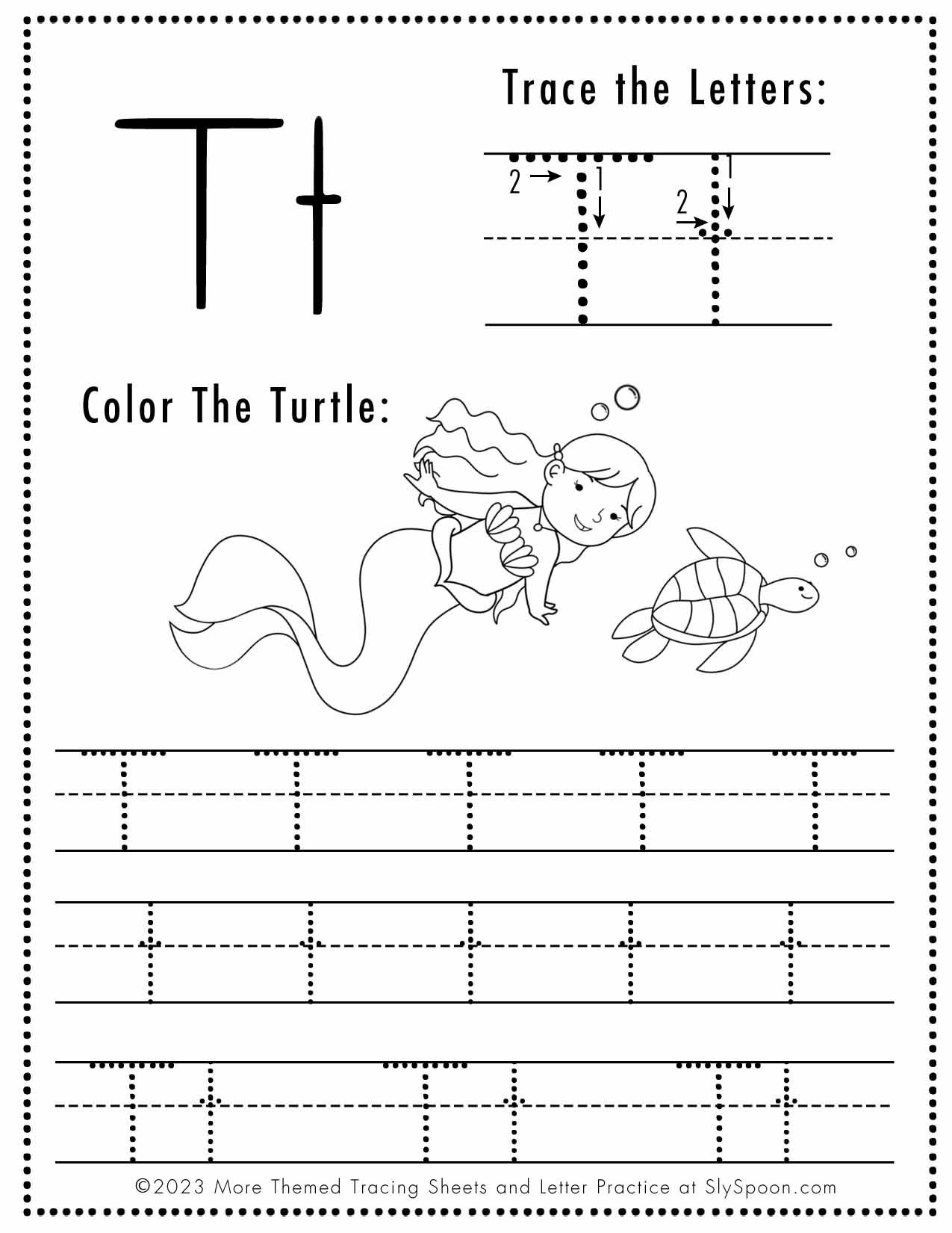 Tracing Coloring Letter T Worksheets