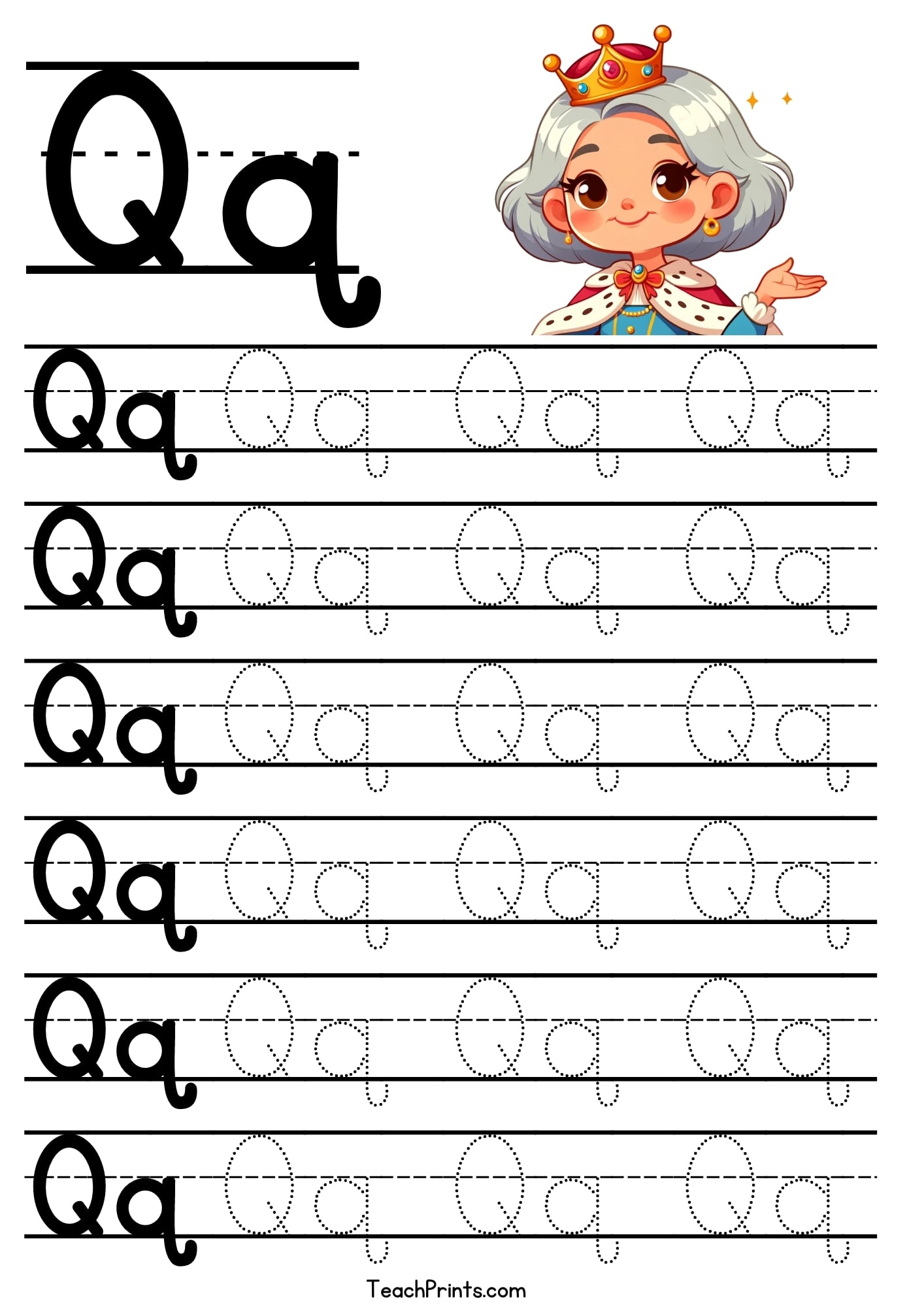 Capital Letter Q Tracing Worksheets