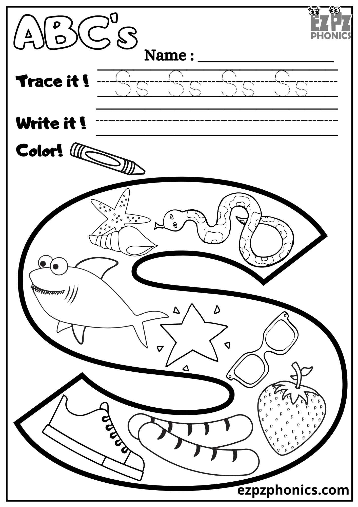 Letter S Tracing Worksheets Pdf