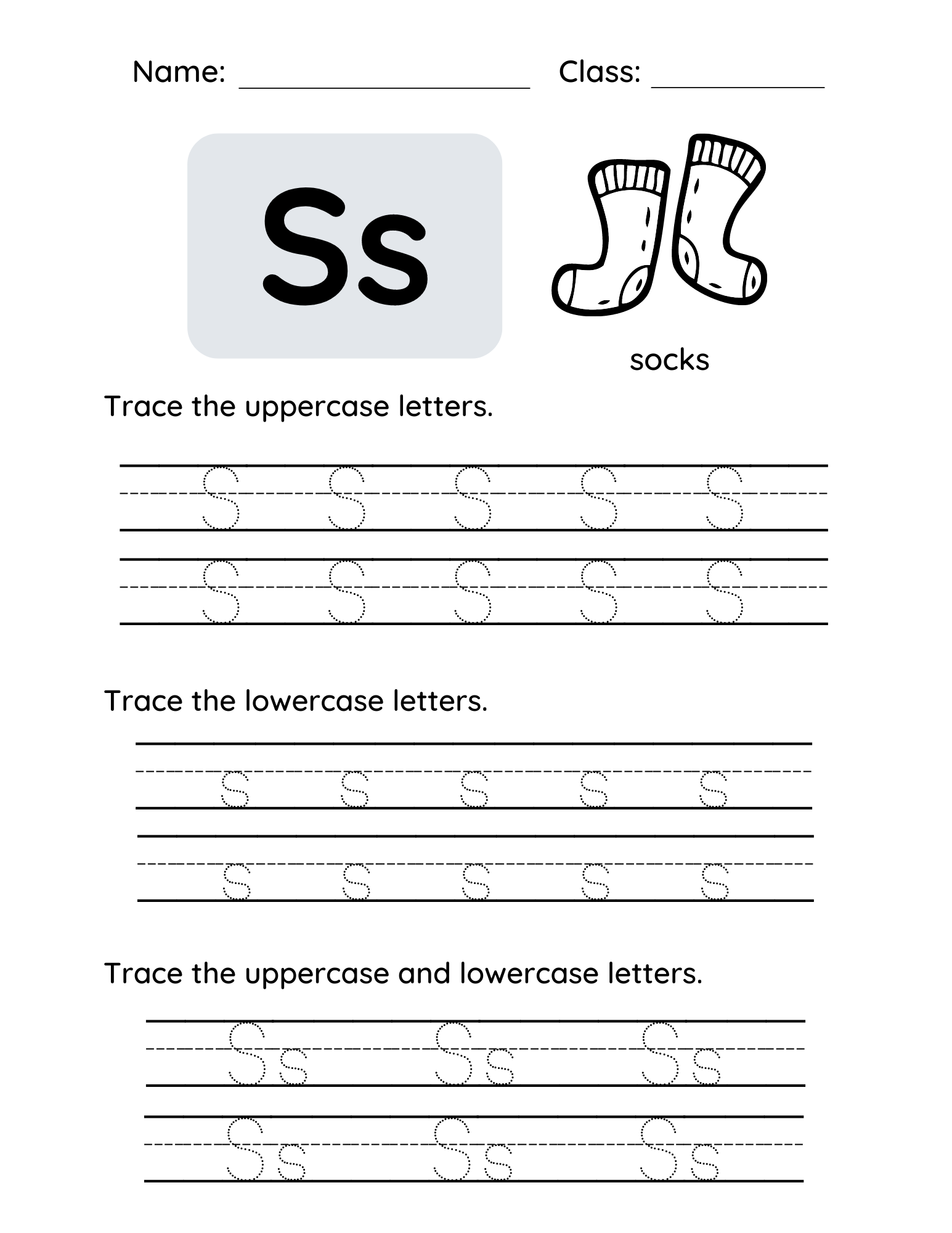 Letter Tracing Worksheets S