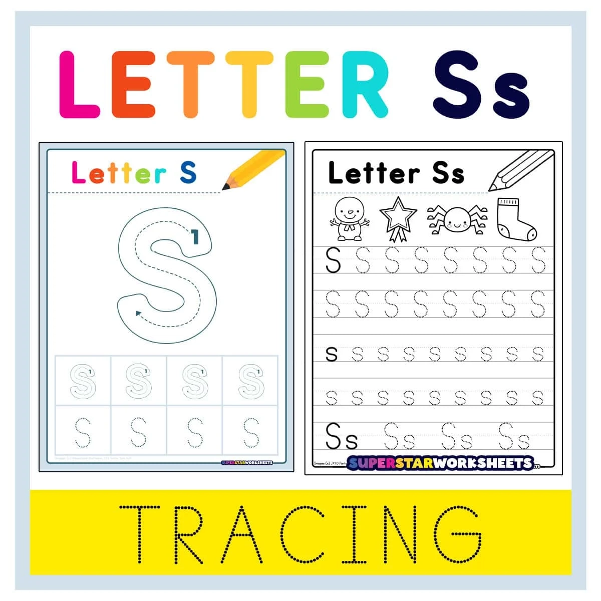 Letter S Tracing Worksheets Superstar Worksheets