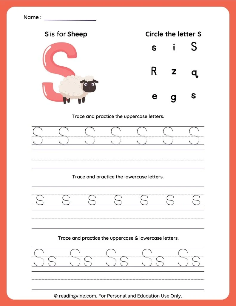 Letter S Worksheets For Pre K amp Kindergarten ReadingVine