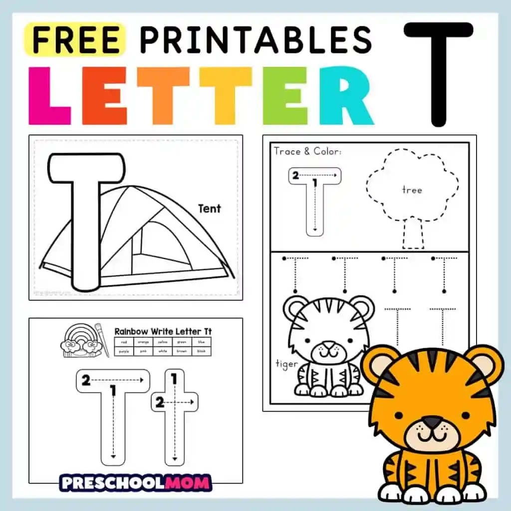 Tracing Letter T Worksheets For Preschool