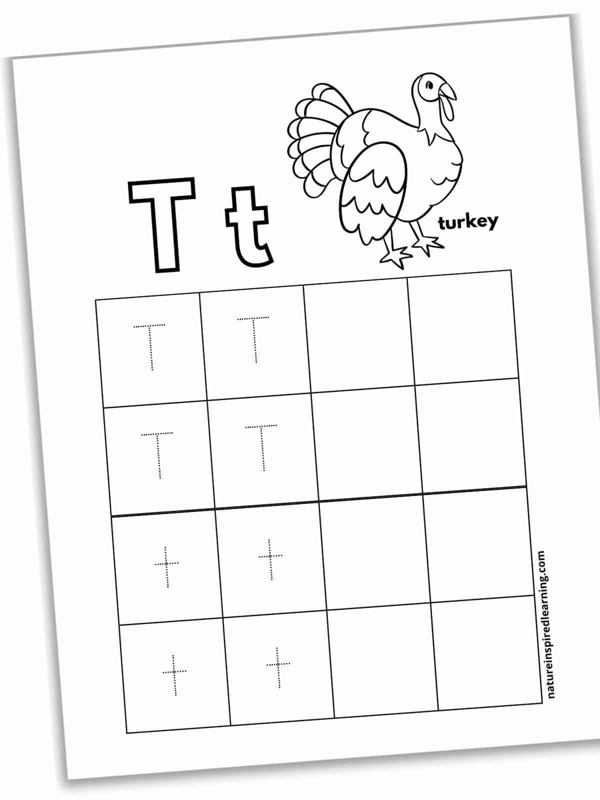 Letter T Tracing Worksheets Free Nature Inspired Learning
