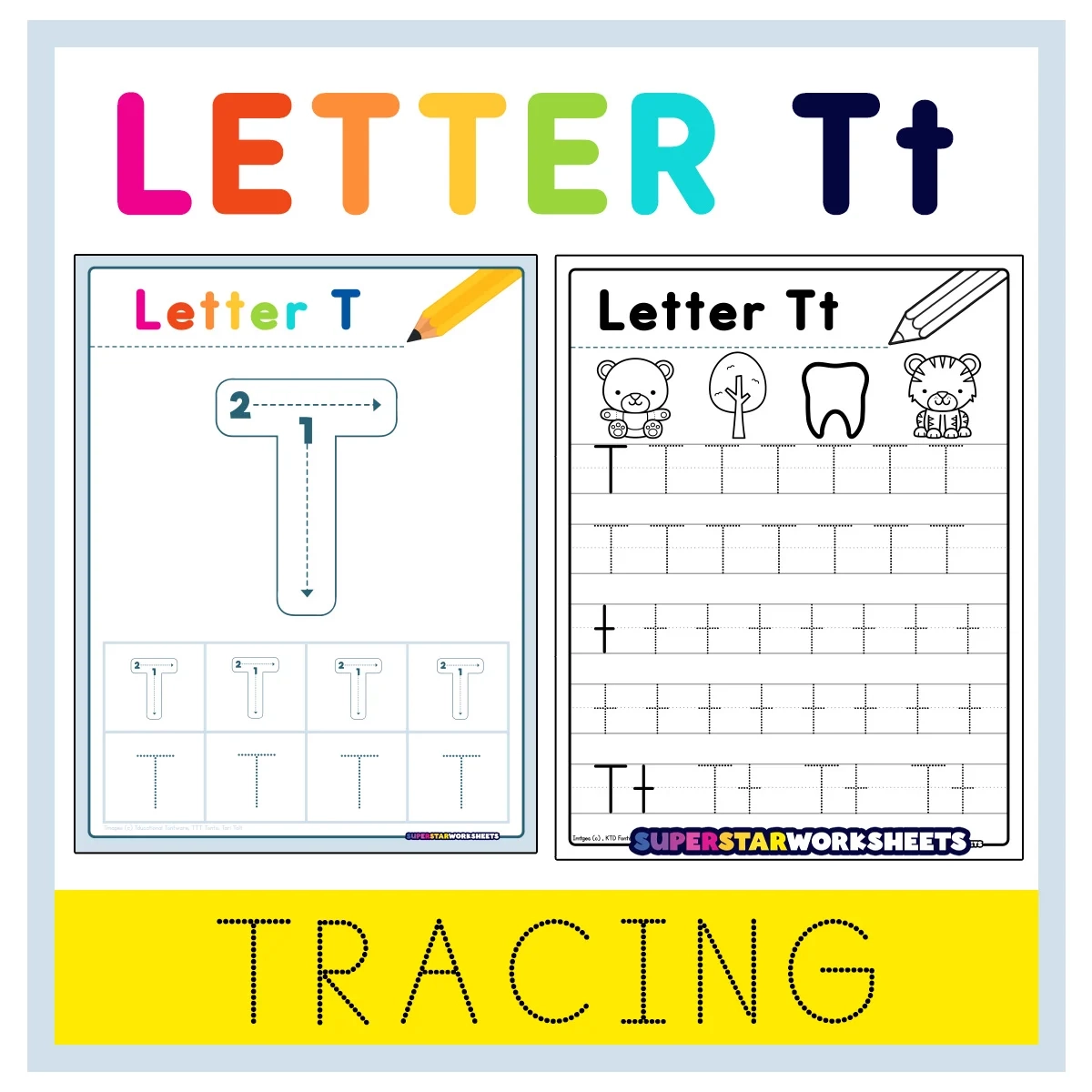 Letter T Tracing Worksheets Superstar Worksheets