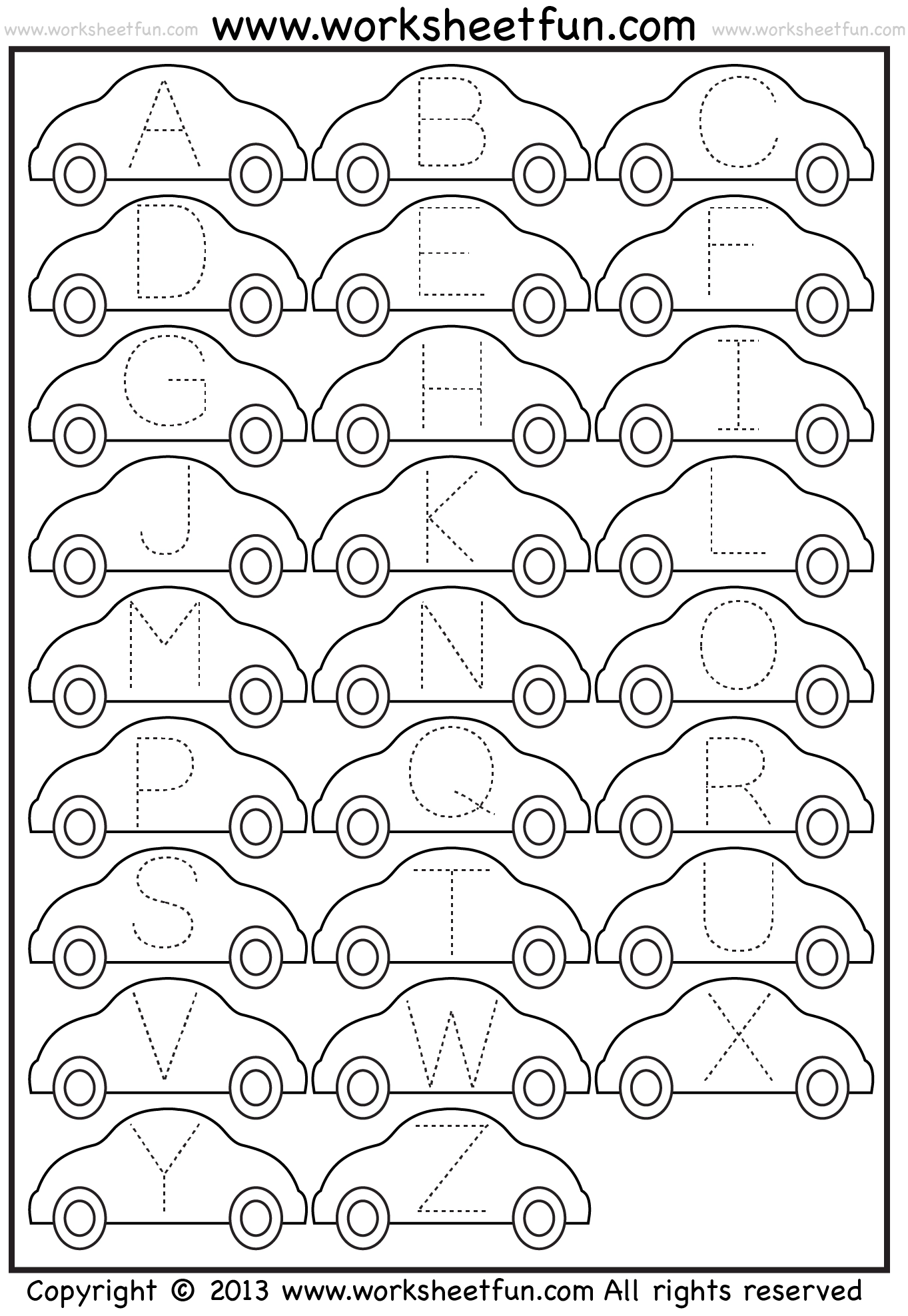 Letter Tracing Worksheet Car FREE Printable Worksheets 