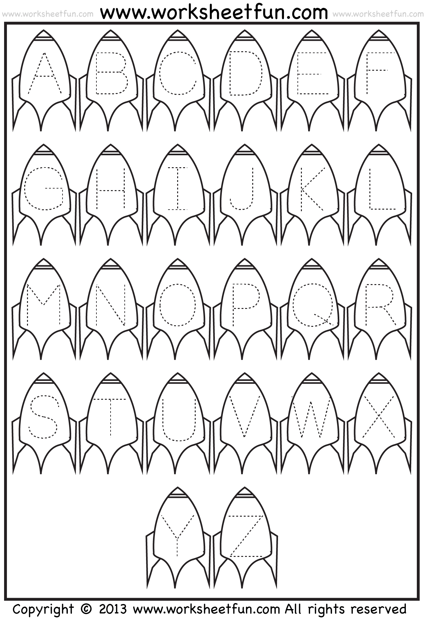 Letter Tracing Worksheet Rocket Theme FREE Printable 