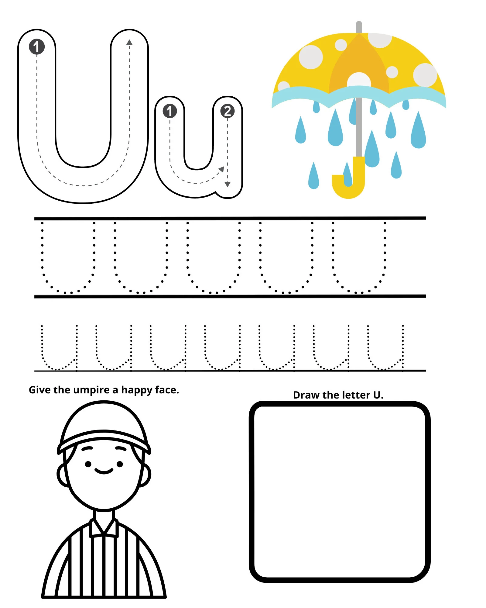 Letter U Tracing Worksheets Preschool