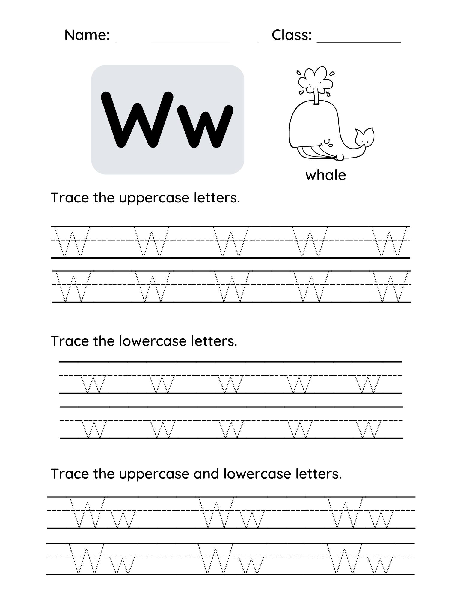 Letter W Tracing Worksheets For Toddlers And Preschool Children Letter W Tracing Worksheets For Toddlers And Preschool Children