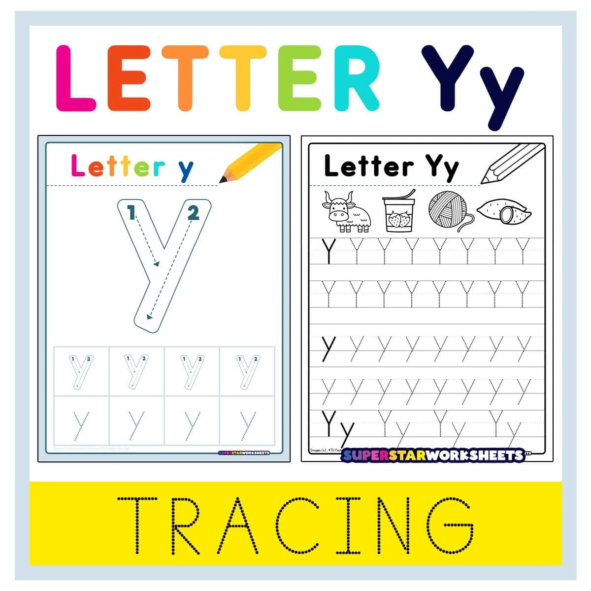 Letter Y Tracing Worksheets Superstar Worksheets
