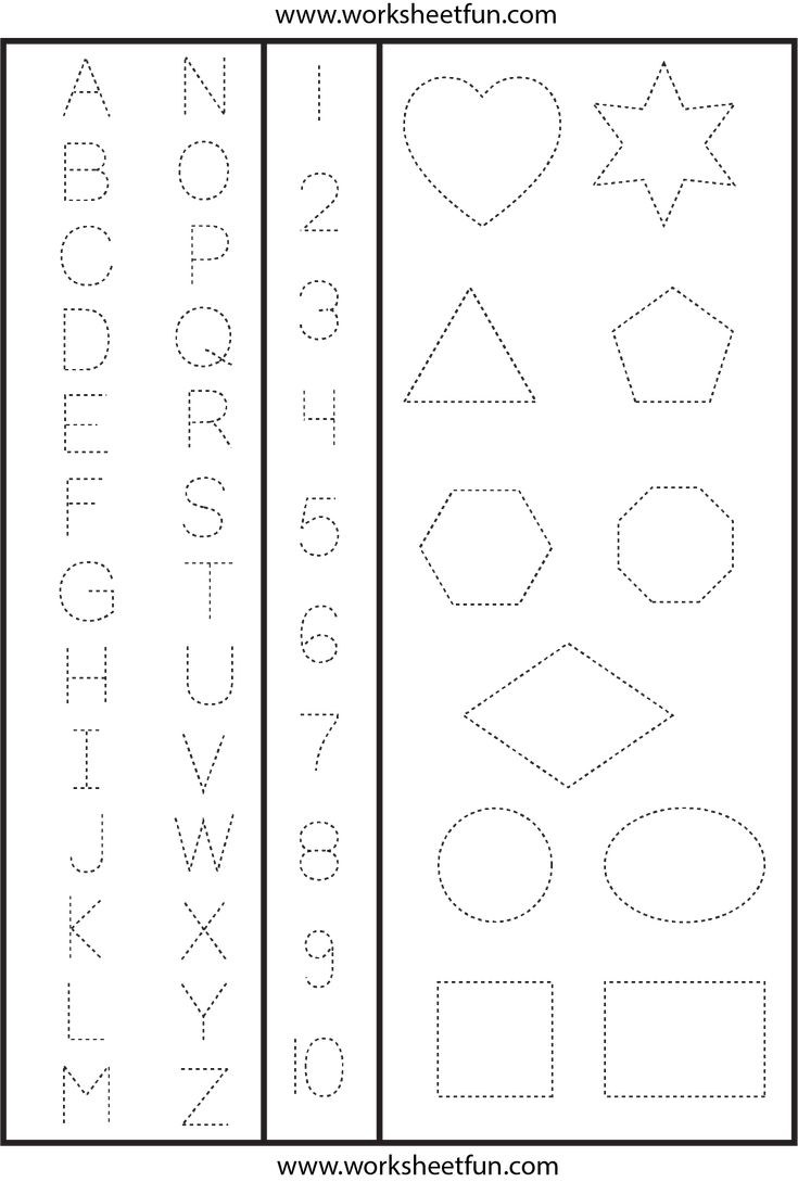 Letters Numbers And Shapes Tracing Worksheet FREE Printable 