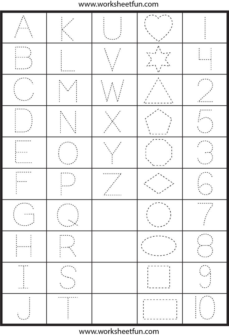 Letters Numbers And Shapes Tracing Worksheets FREE Printable 