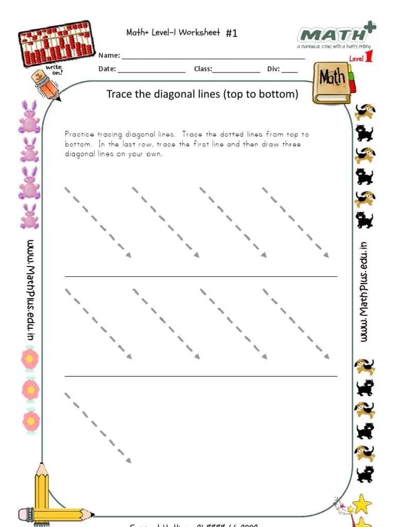 Tracing Diagonal Lines Worksheets