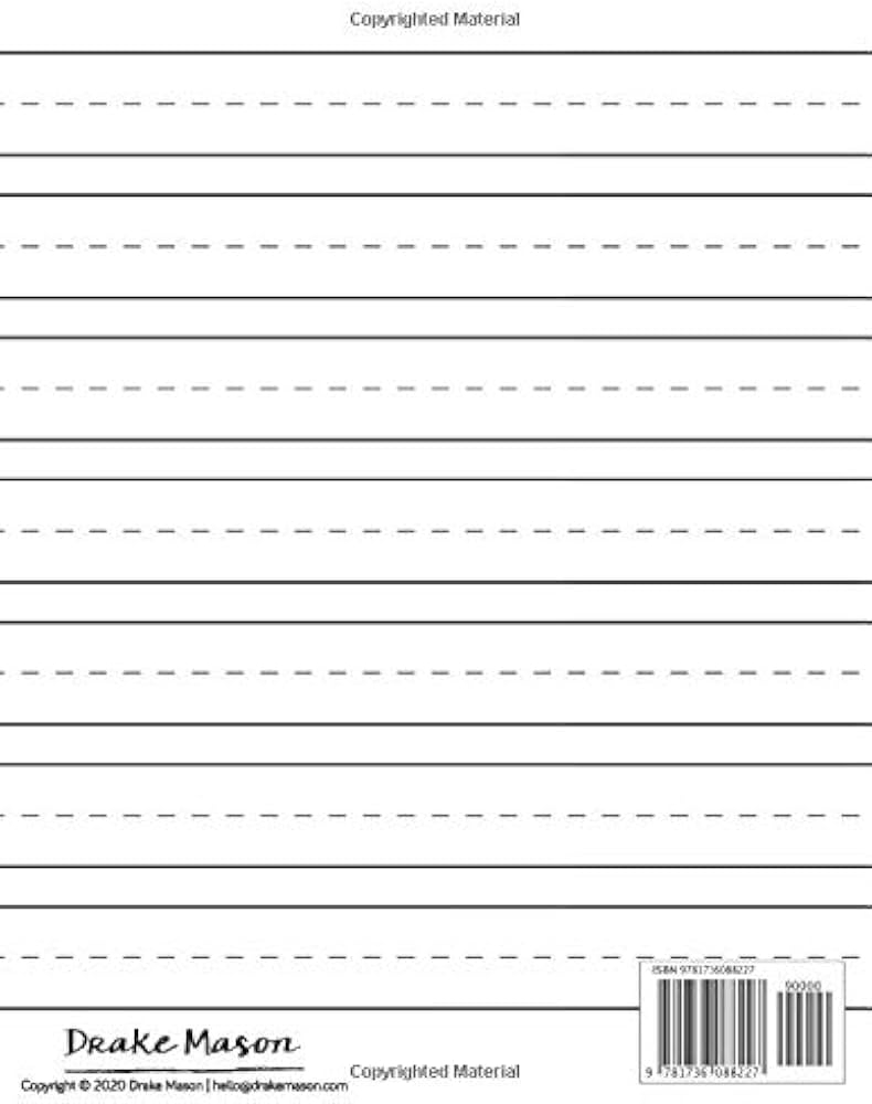 Lined Paper For Kindergarten Writing 120 Blank Handwriting 
