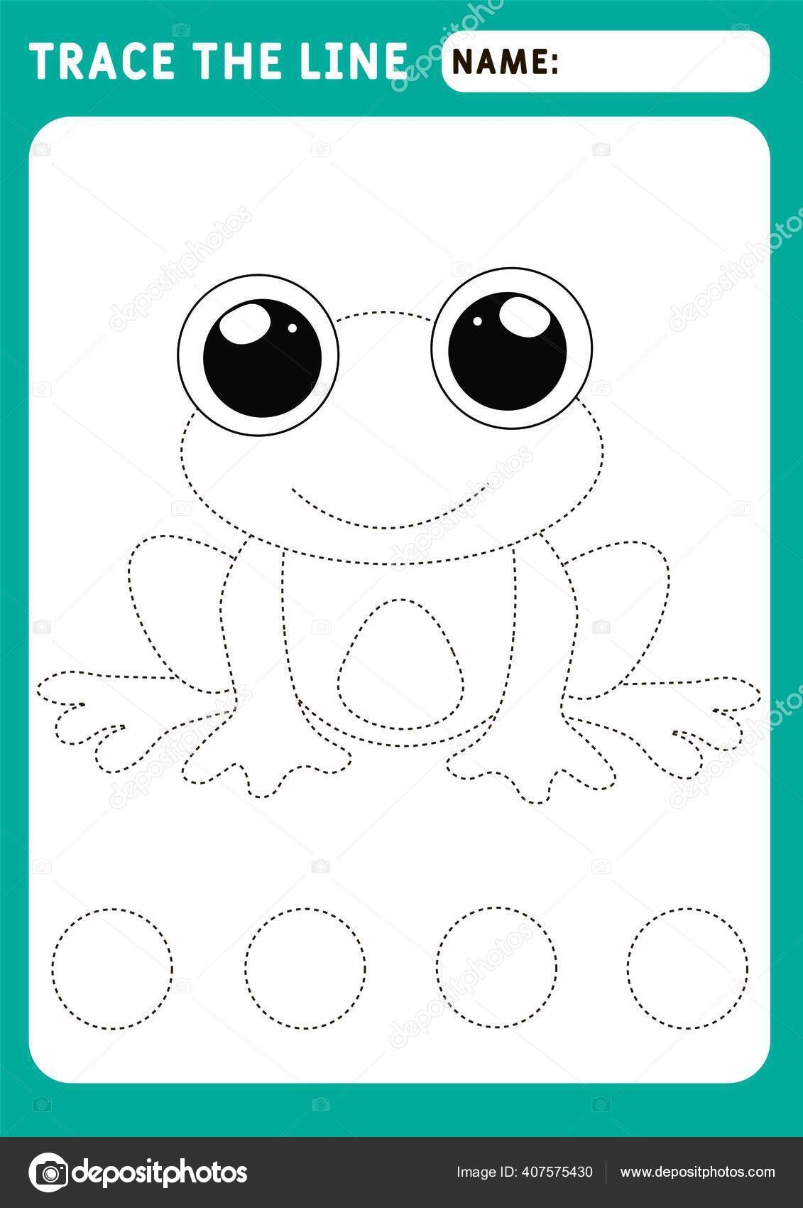 Little Frog Preschool Worksheet Practicing Fine Motor Skills Tracing 