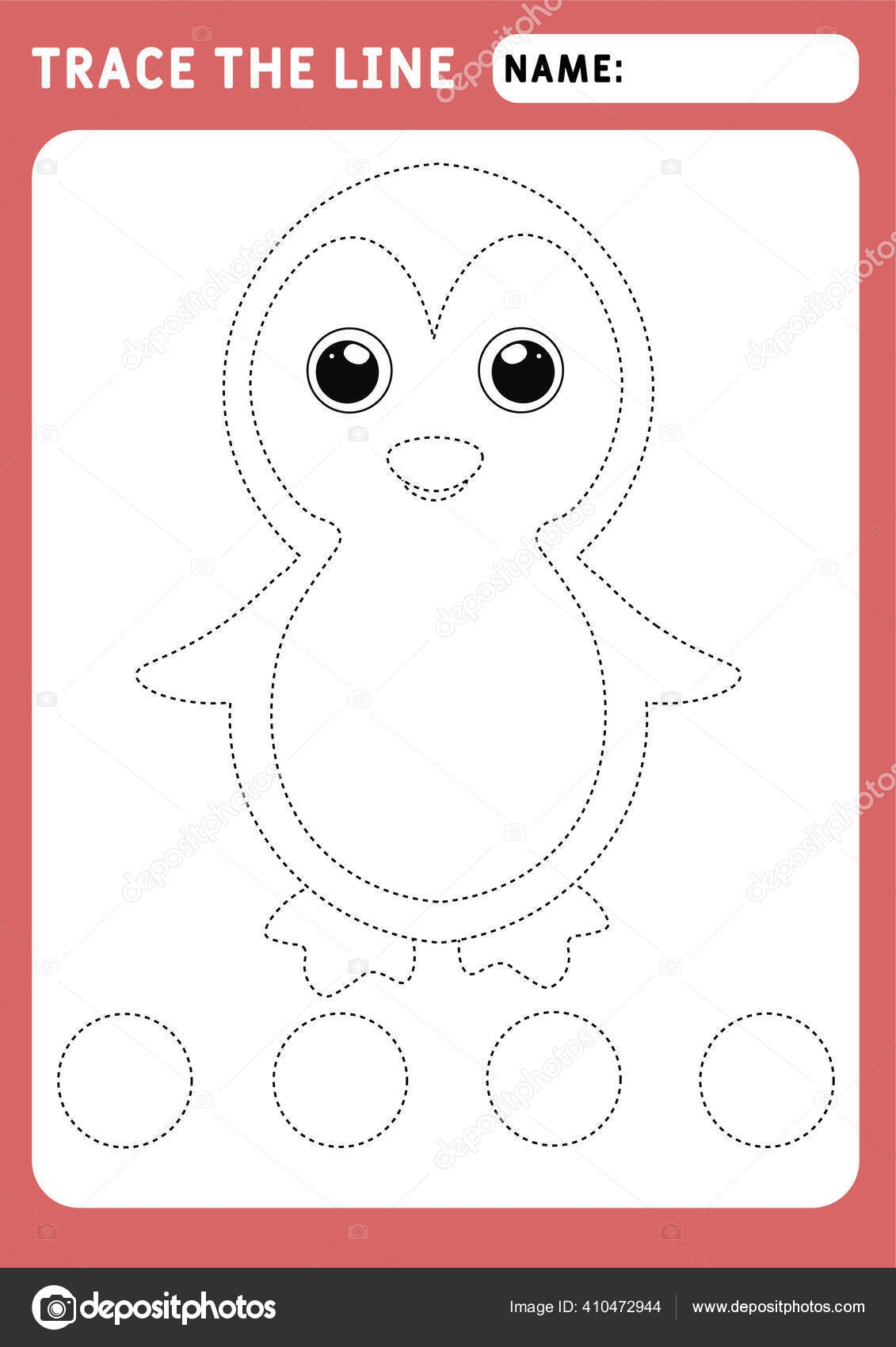 Little Penguin Preschool Worksheet Practicing Fine Motor Skills 