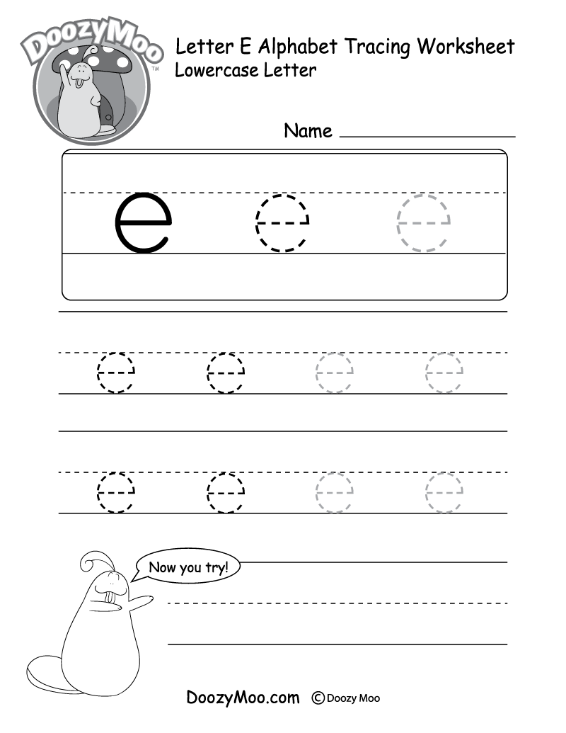 E Letter Tracing Worksheet