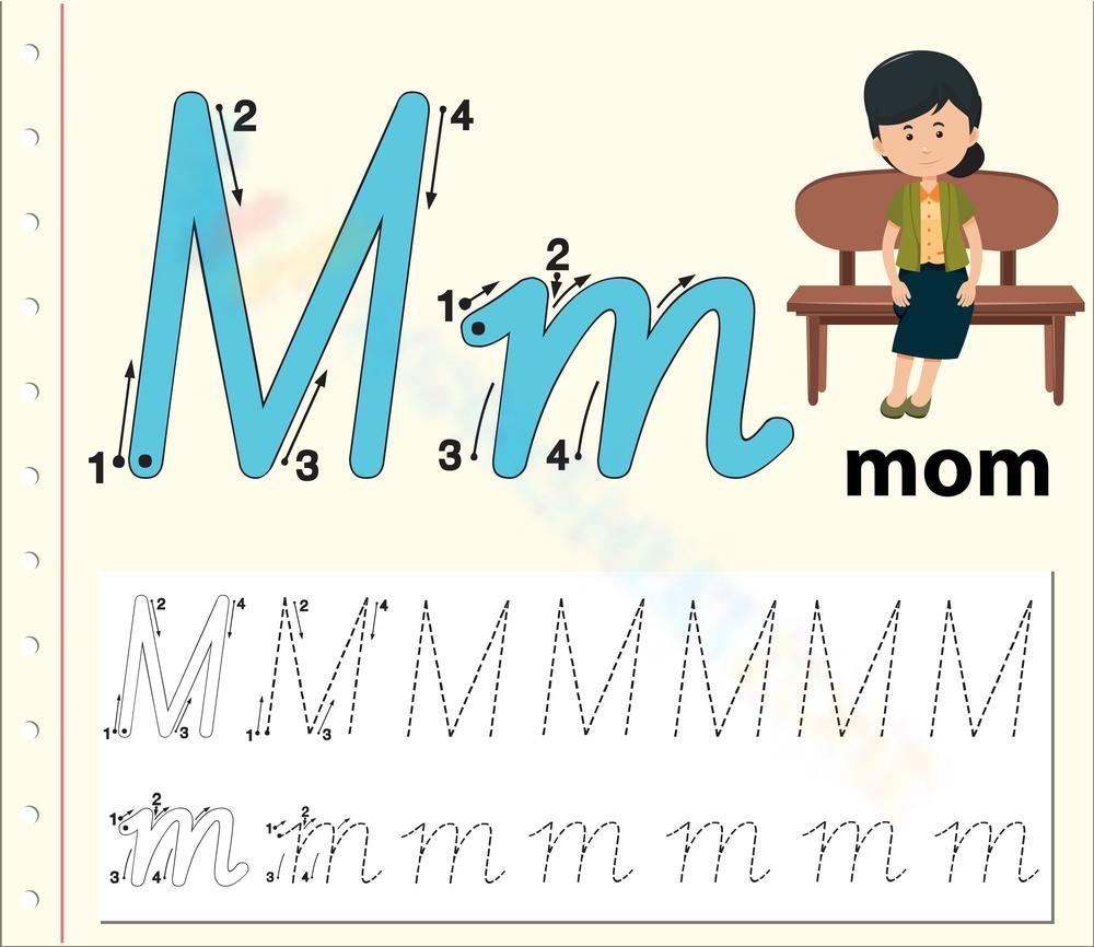 M Is For Mom Tracing Free Printable Worksheet