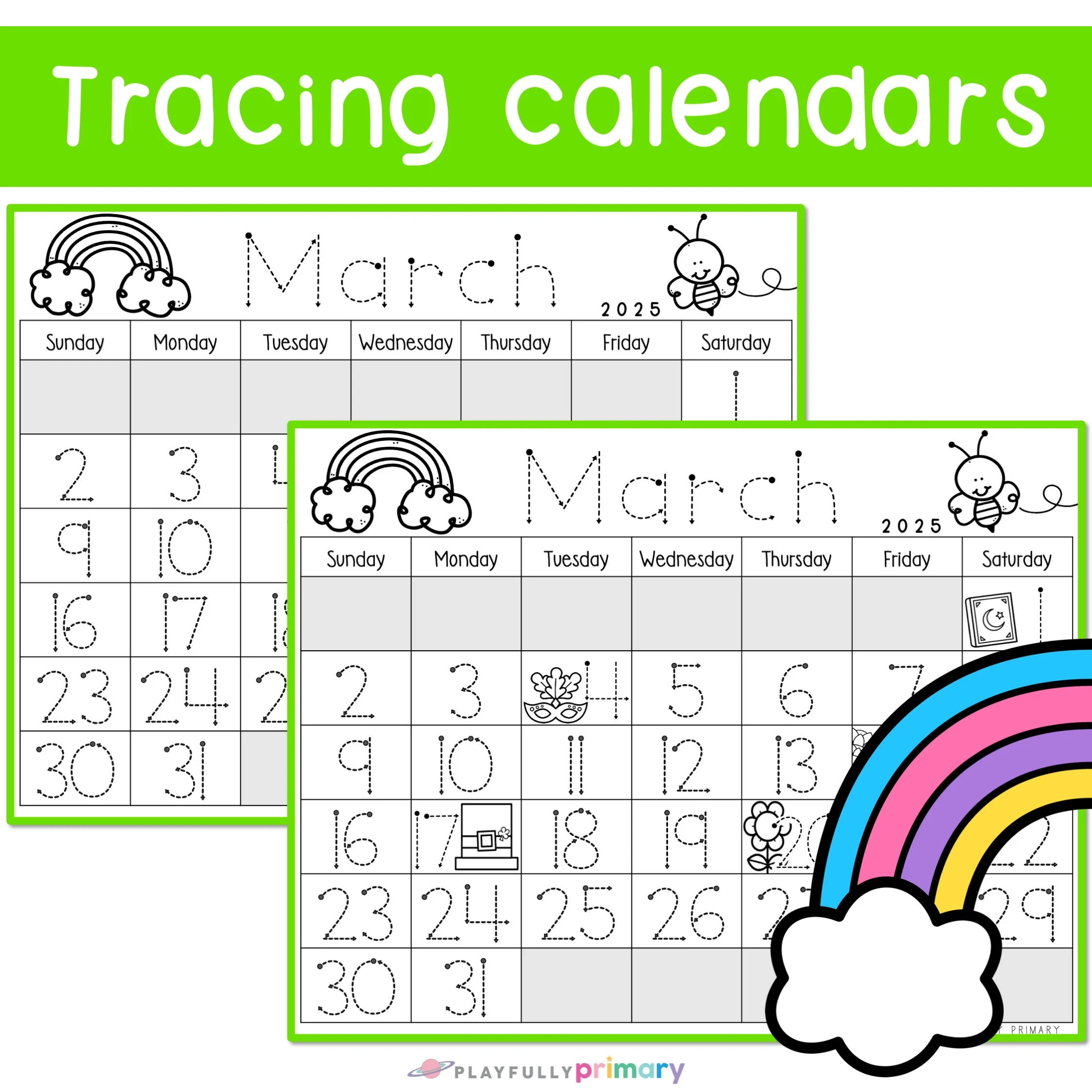 March Calendar 2026 Printable Calendar Tracing Worksheets 
