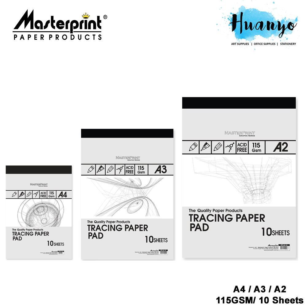 Masterprint Tracing Paper Pad 115GSM A4 A3 A2 Size 10 