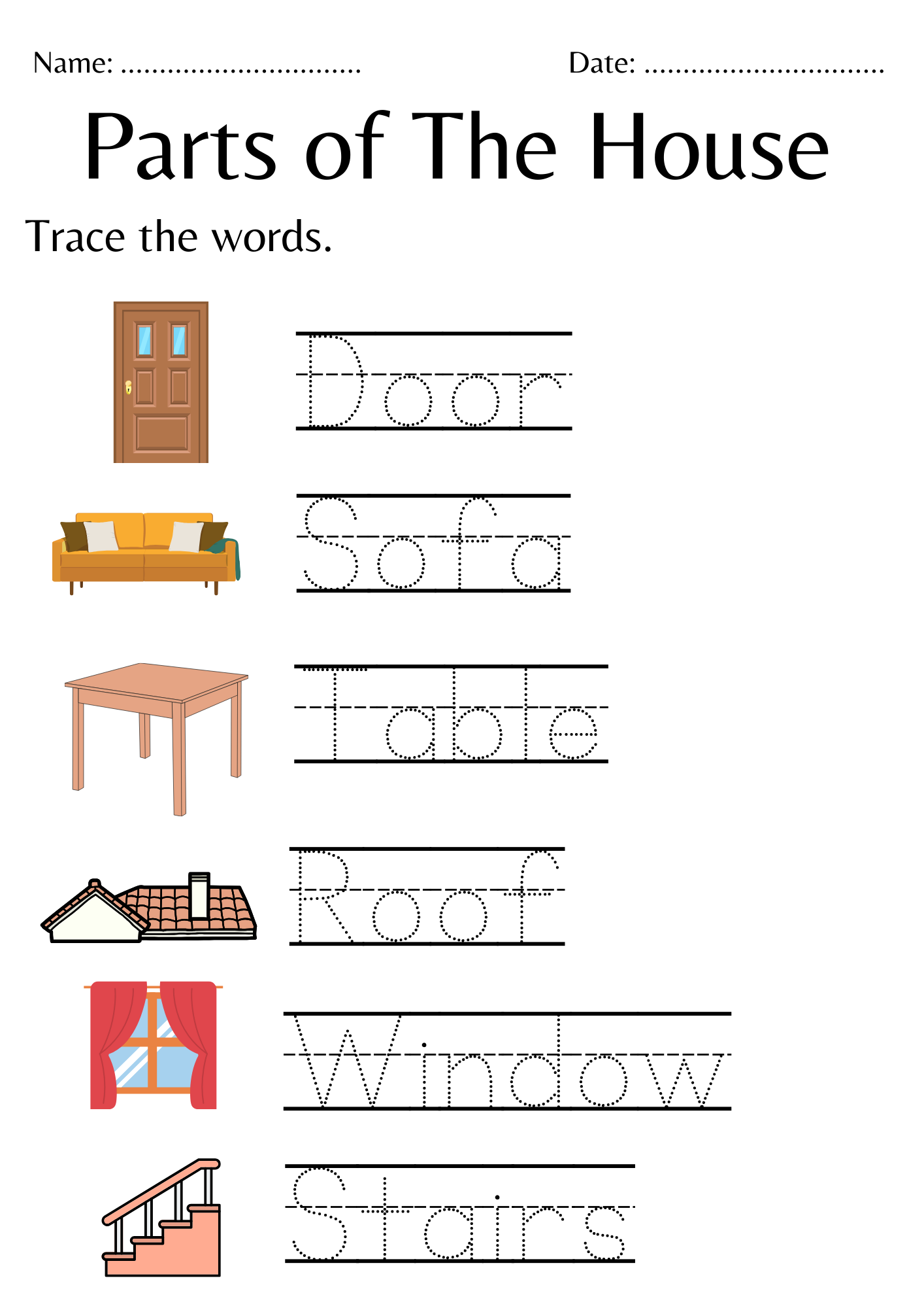 Tracing House Worksheet