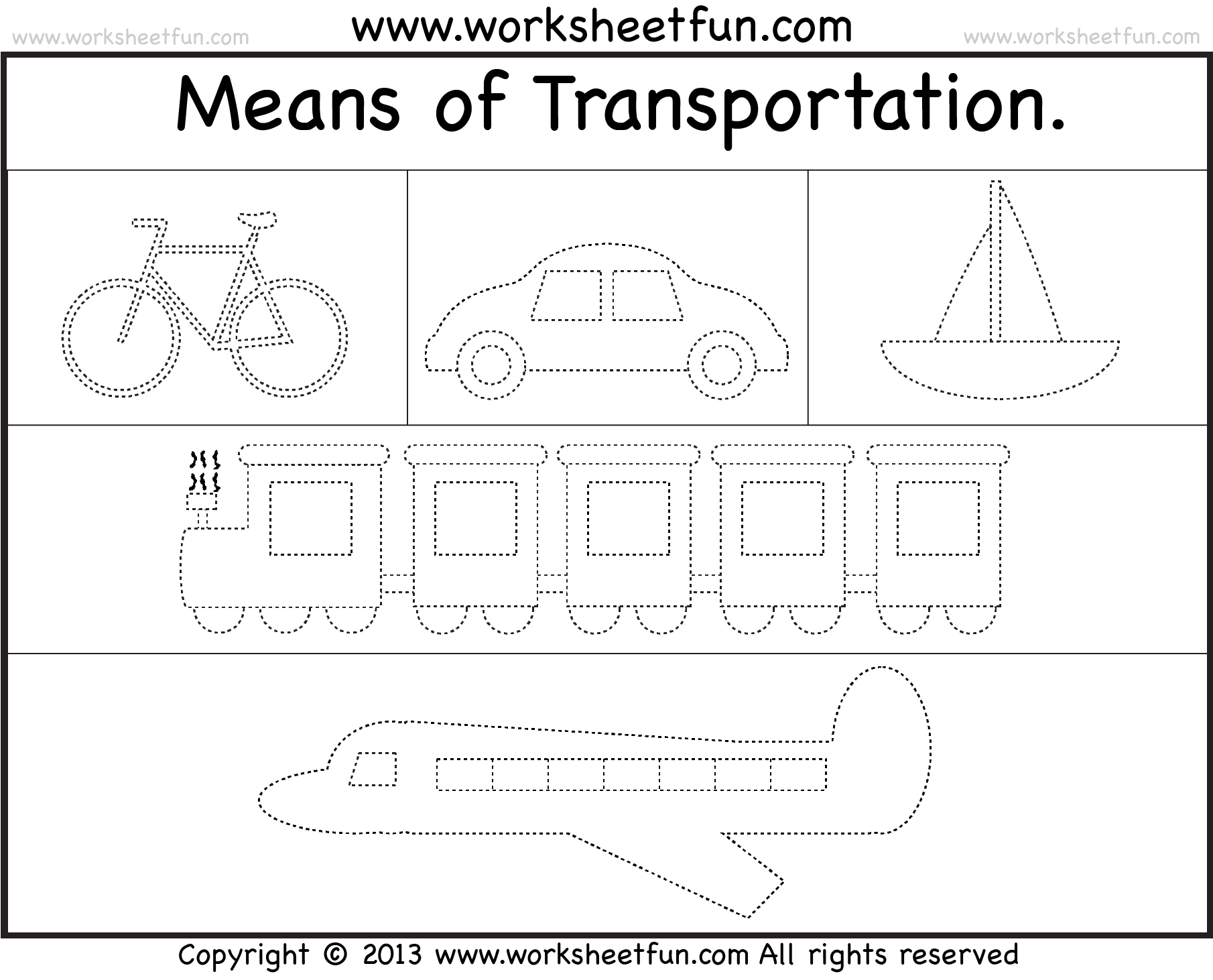 Means Of Transportation Tracing Worksheet FREE Printable 