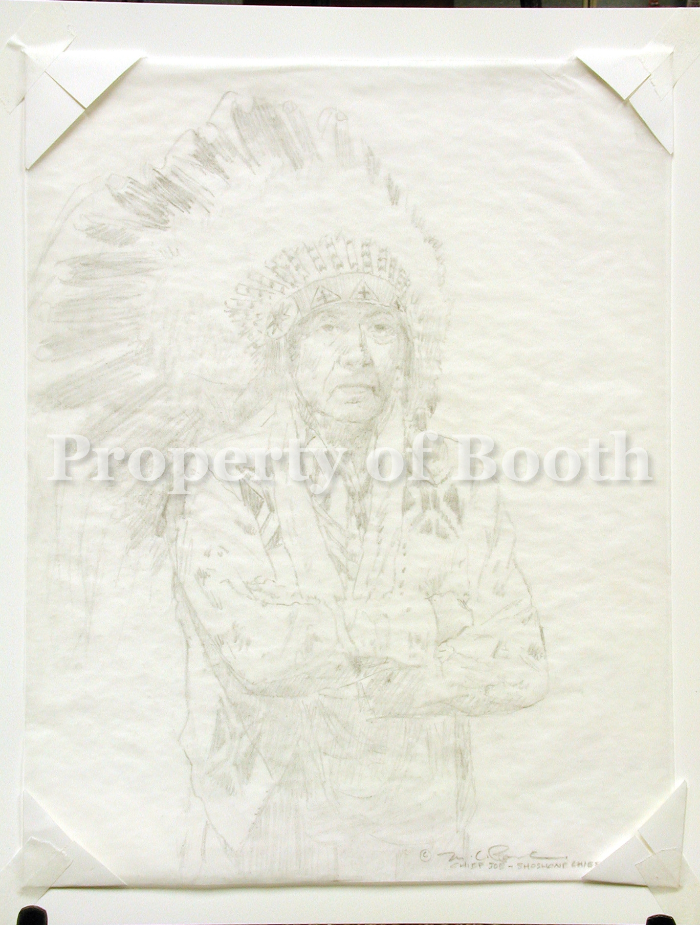Michael C Poulsen Chief Joe Sketch N d Pencil On Tracing 