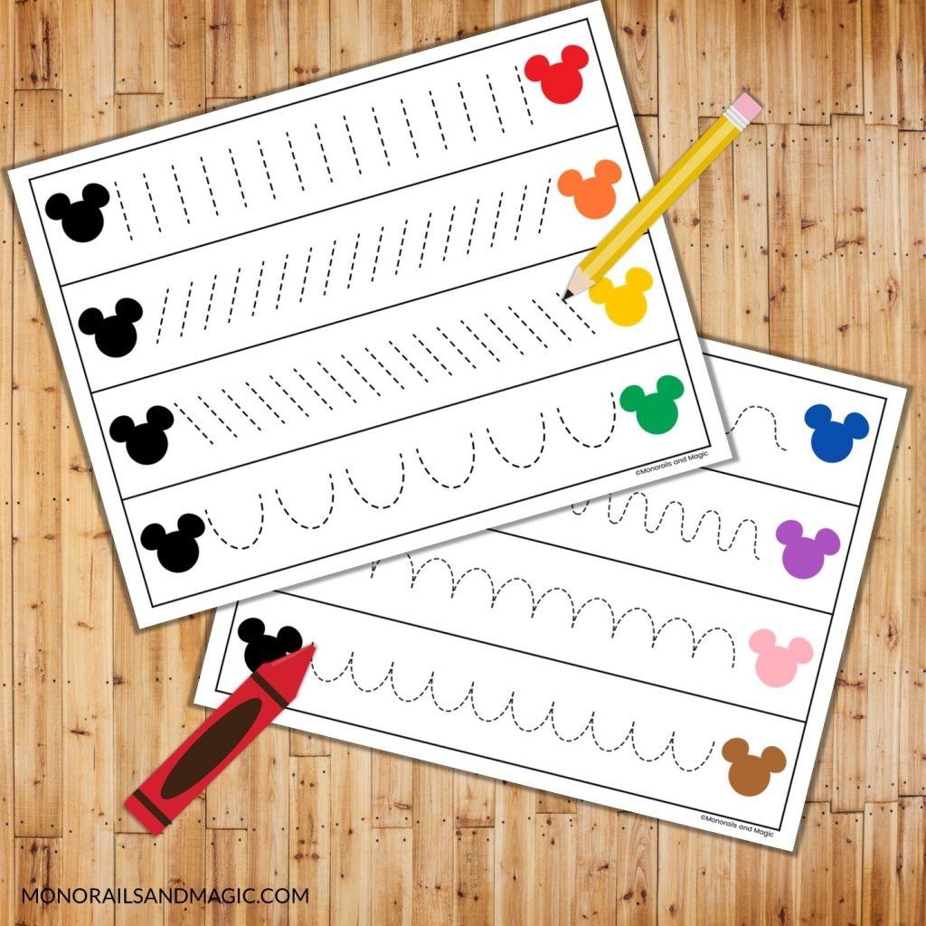 Mickey Colors Tracing Practice Free Printable