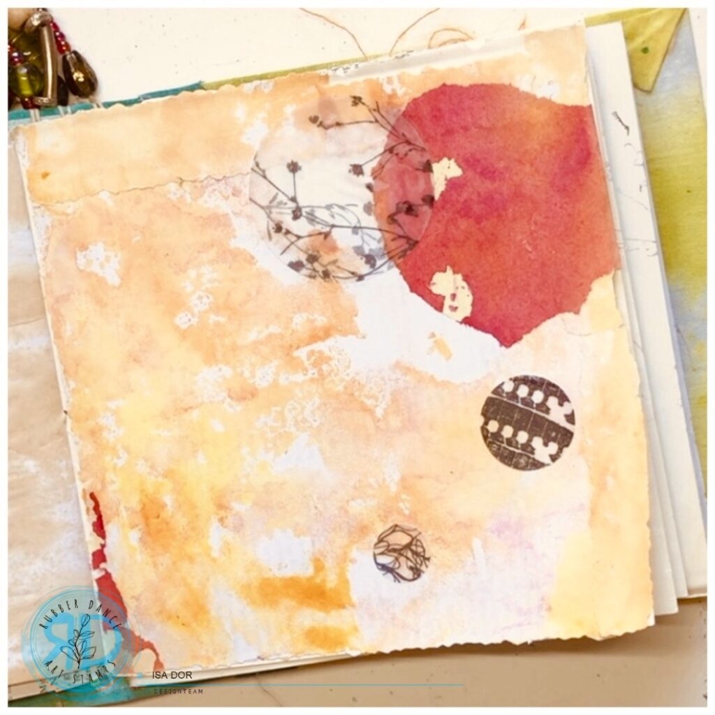 Mixed Media Art Journal Page With Stamped Tracing Paper Rubber 