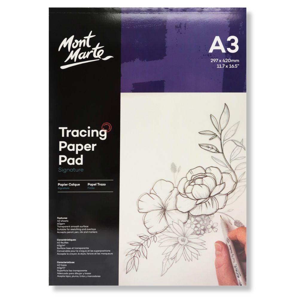 Mont Marte Tracing Paper Pad A3 60gsm 40 Sheet