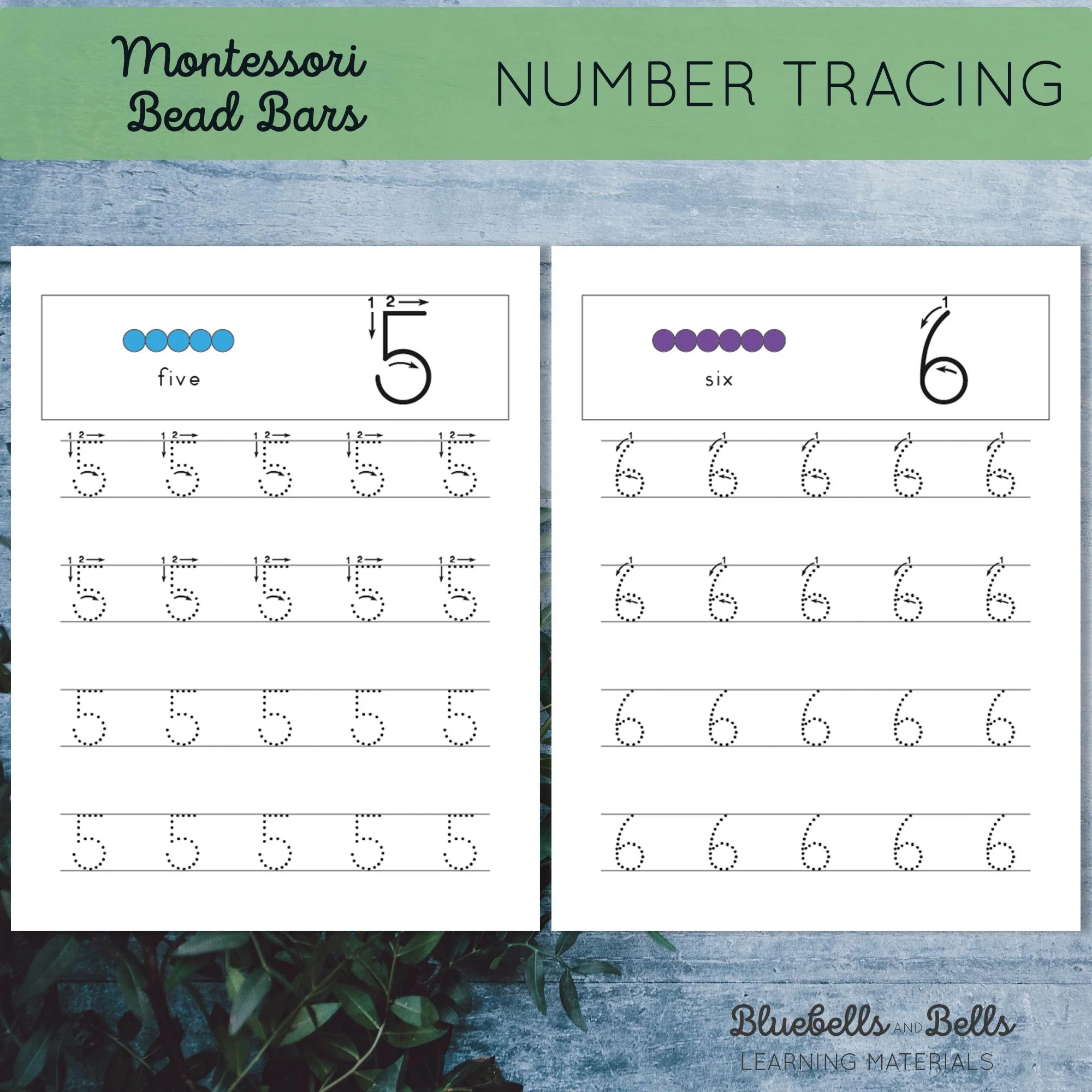 Montessori Bead Stair Number Tracing Worksheets Kindergarten 