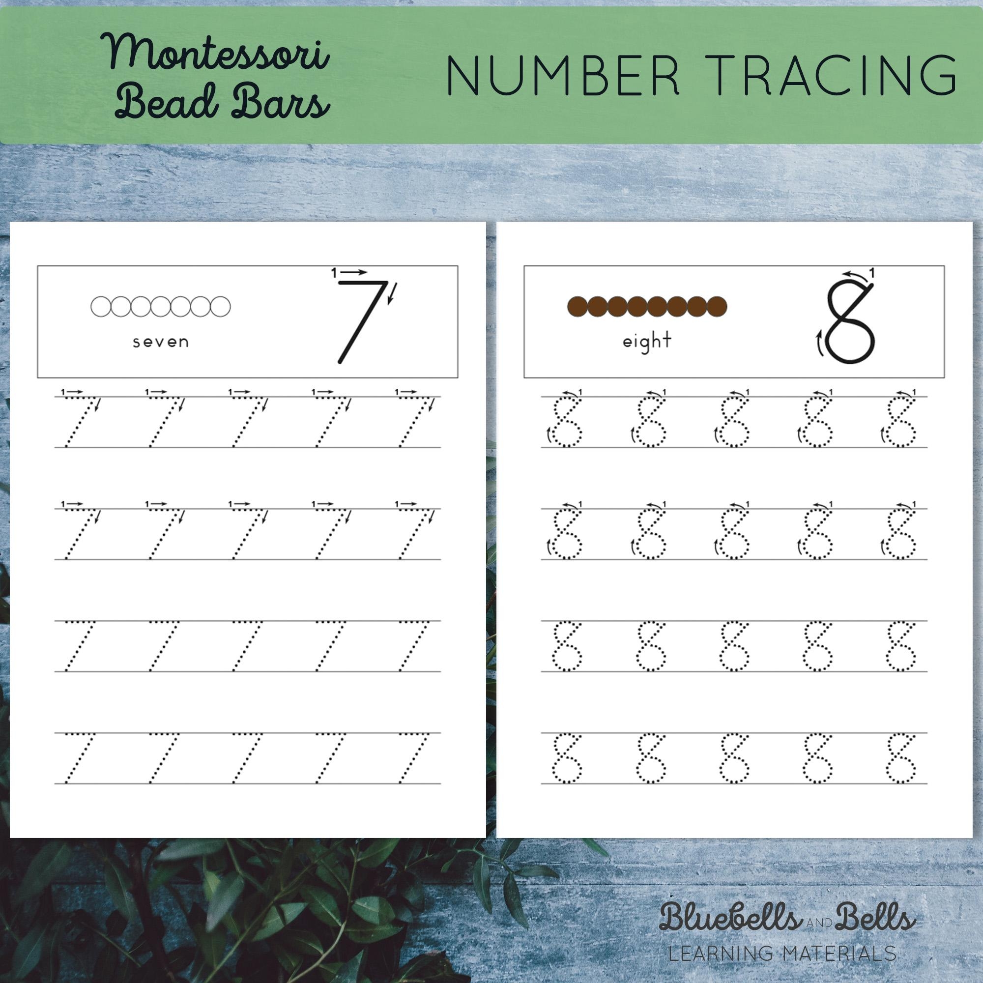 Montessori Bead Stair Number Tracing Worksheets Kindergarten Montessori Bead Stair Number Tracing Worksheets Kindergarten