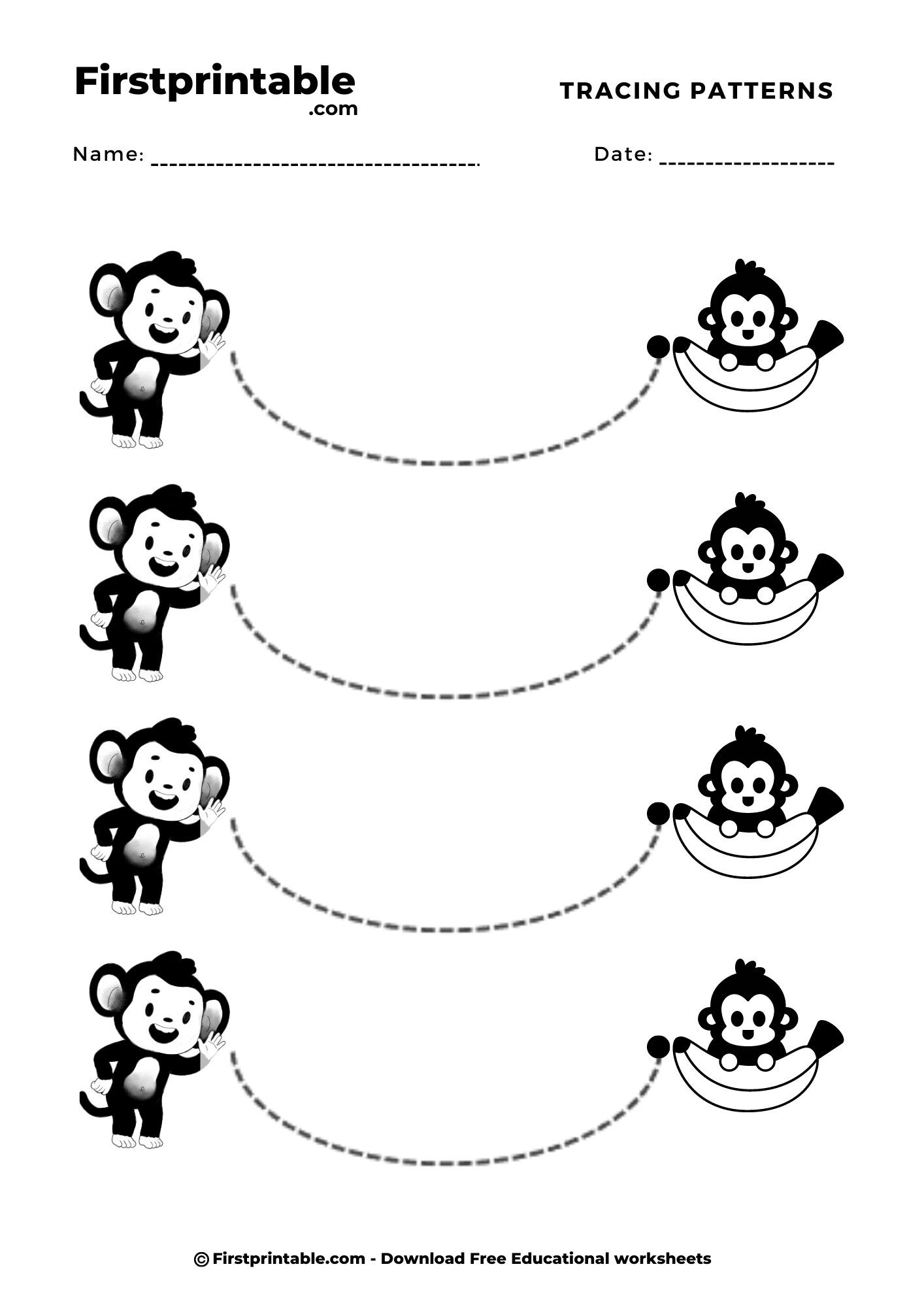 Montessori Practice Worksheet Pattern Curve Line 2 Pages