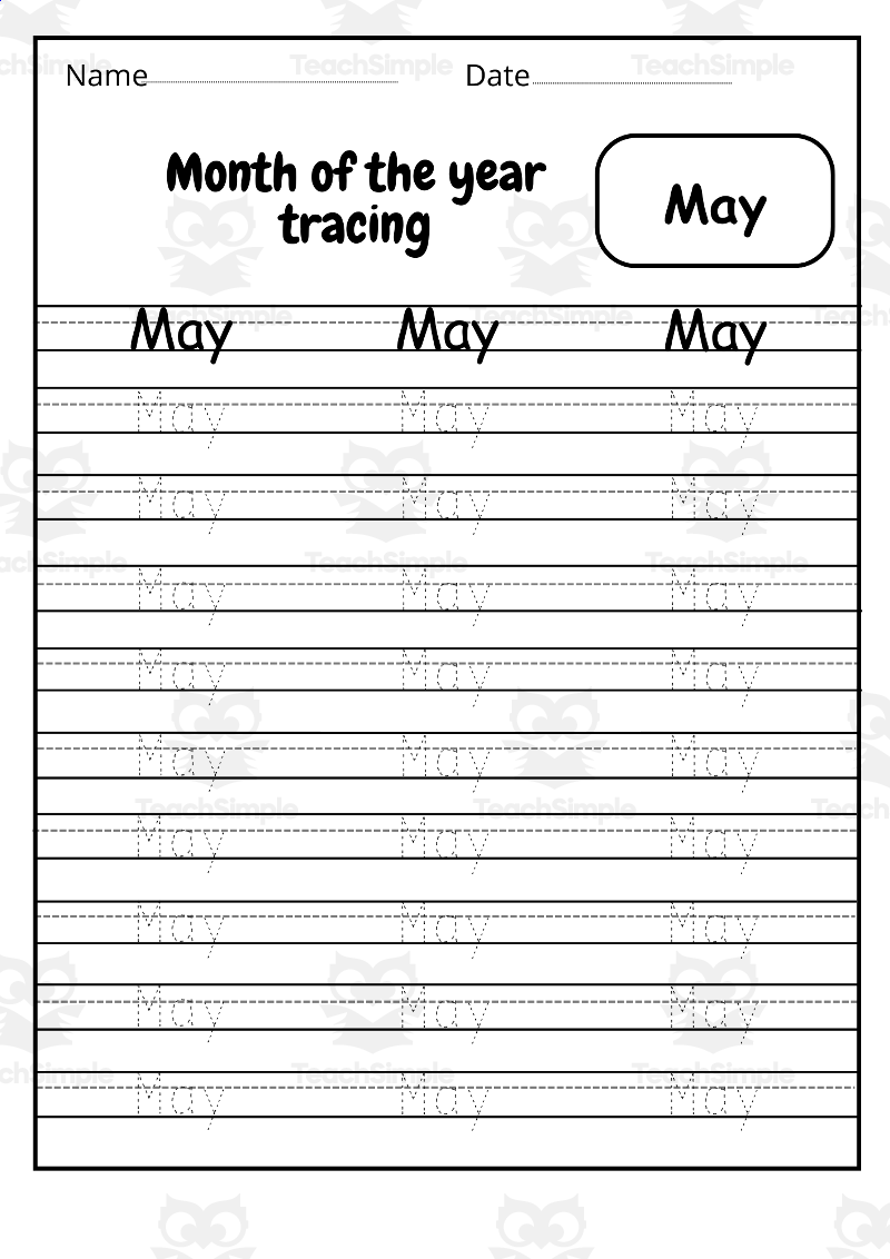 Month Words Tracing Worksheet Months Of The Year Tracing Worksheets 