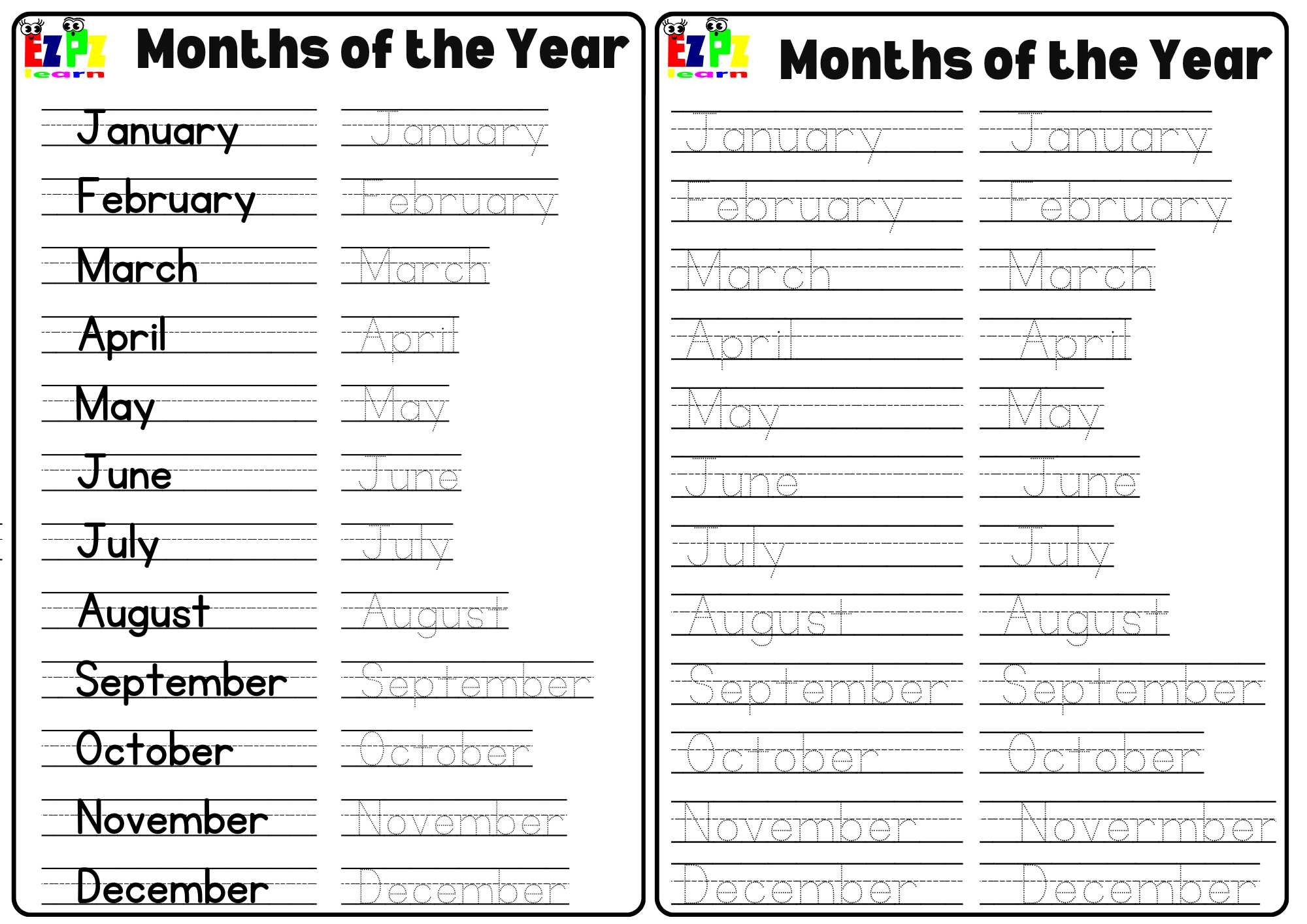Months Of The Year Tracing Pages Free PDF Download Ezpzlearn Months Of The Year Tracing Pages Free PDF Download Ezpzlearn